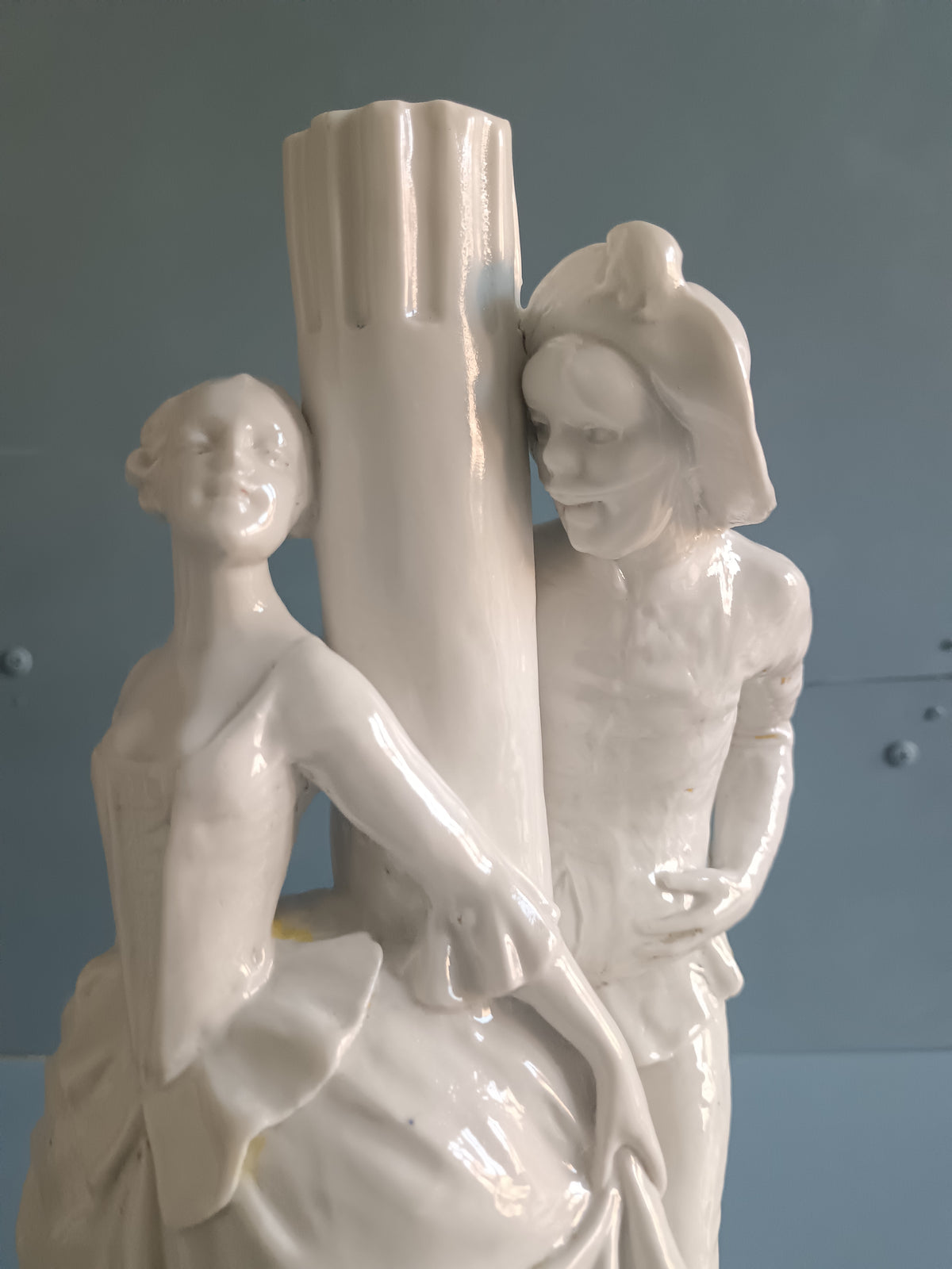 Scultura Antica Porcellana Bianca Commedia Arte Maschera Capodimonte Nymphenburg