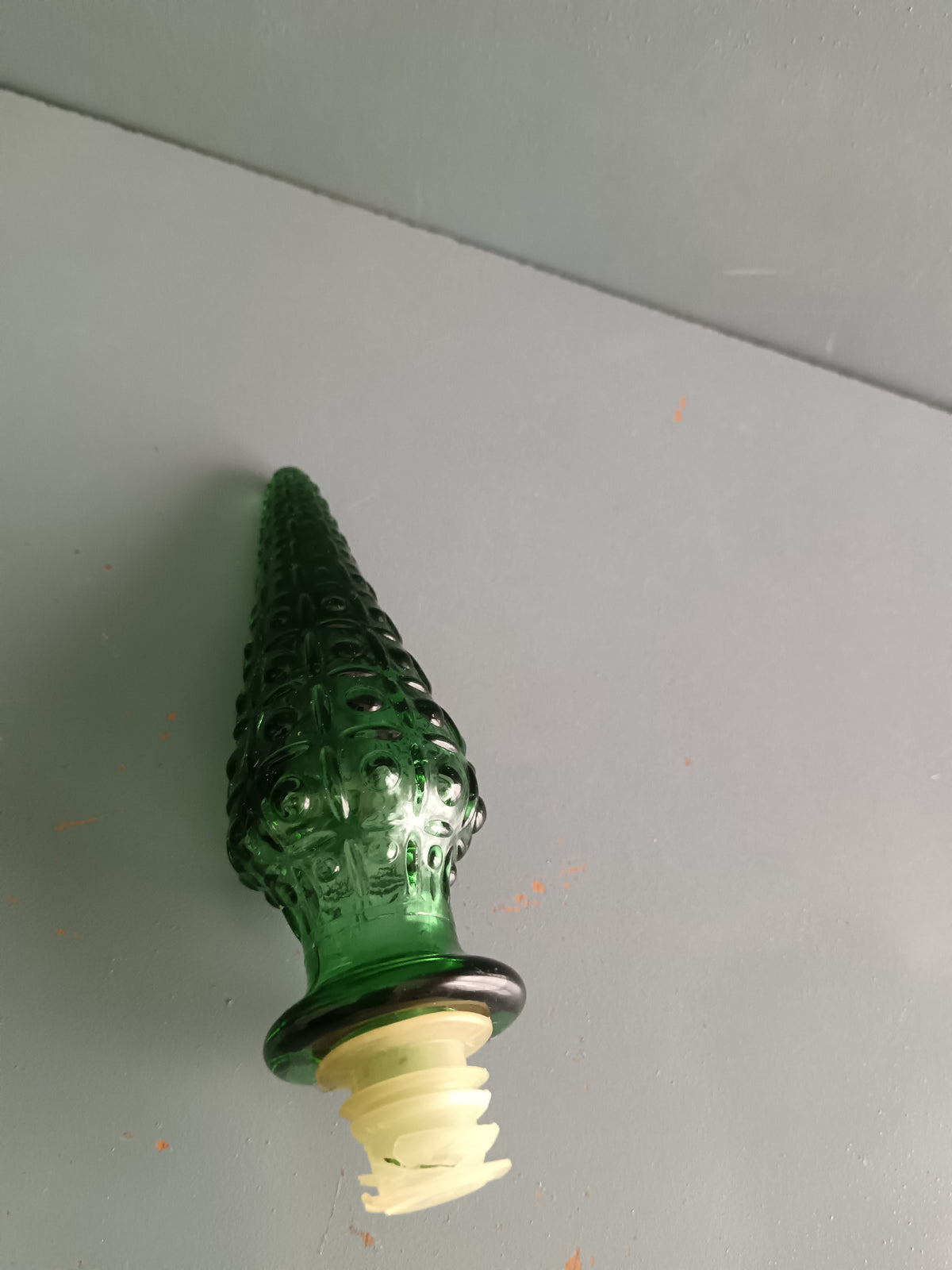 Bottiglia Genie Vetro Empoli Vintage Anni 60 70 Verde Decanter 46 cm Italy