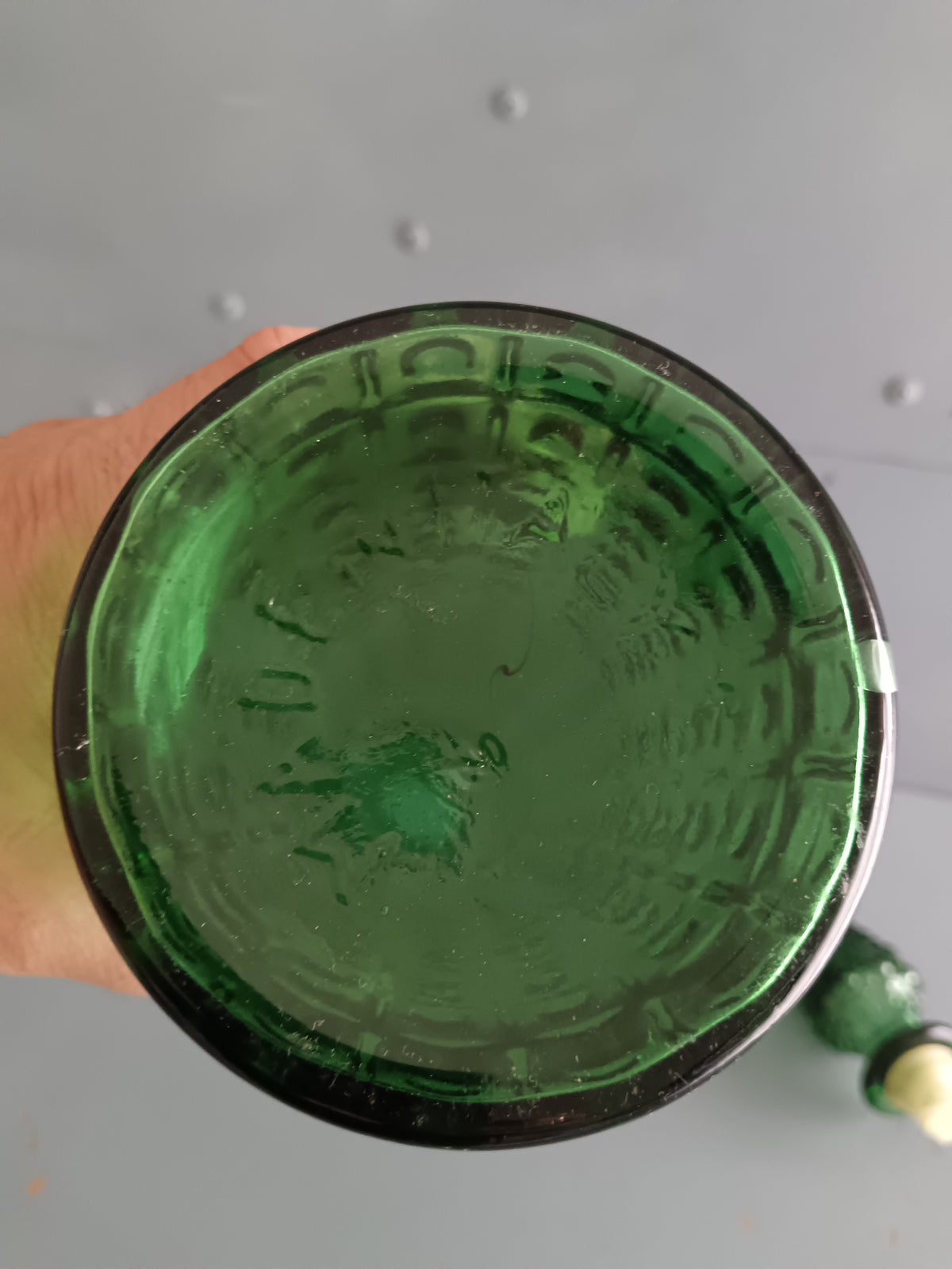 Bottiglia Genie Vetro Empoli Vintage Anni 60 70 Verde Decanter 46 cm Italy