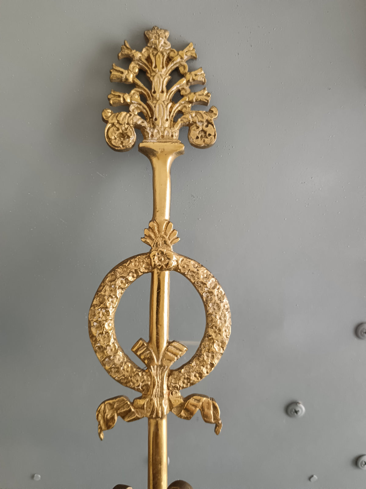 Coppia Applique Stile Impero Bronzo Dorato 47cm Freccia Cigno Pair Empire Sconces