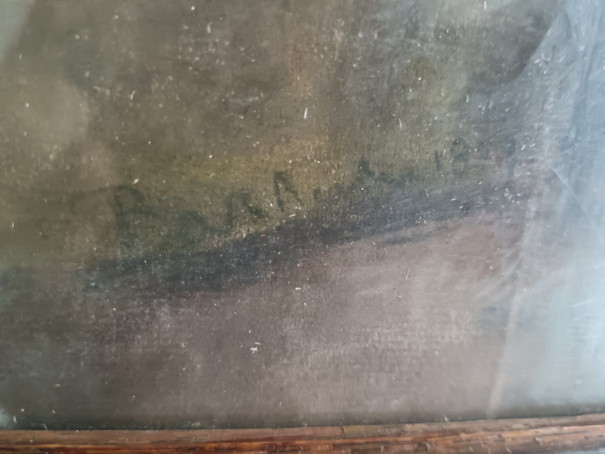 Dipinto Pastello su Carta Suonatore Zampogna Fine 800 Quadro Cornice Legno