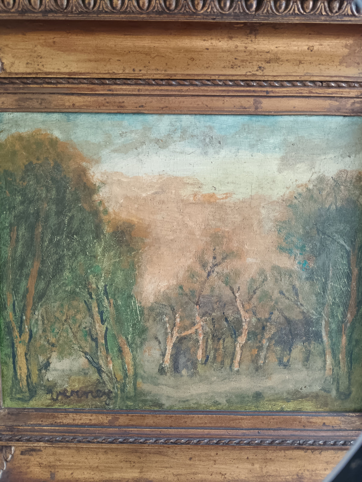 Dipinto Olio su Tavola "Paesaggio Boschivo" - François-Joseph VERNAY (1864-1950)