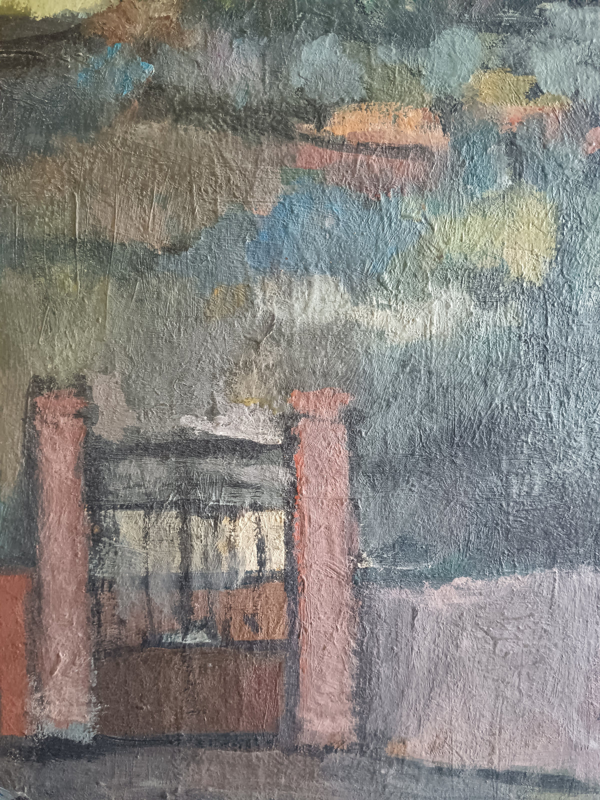 Dipinto Olio su Tavola PARIGI BRUSCHI Paesaggio Toscano con Cornice Novecento