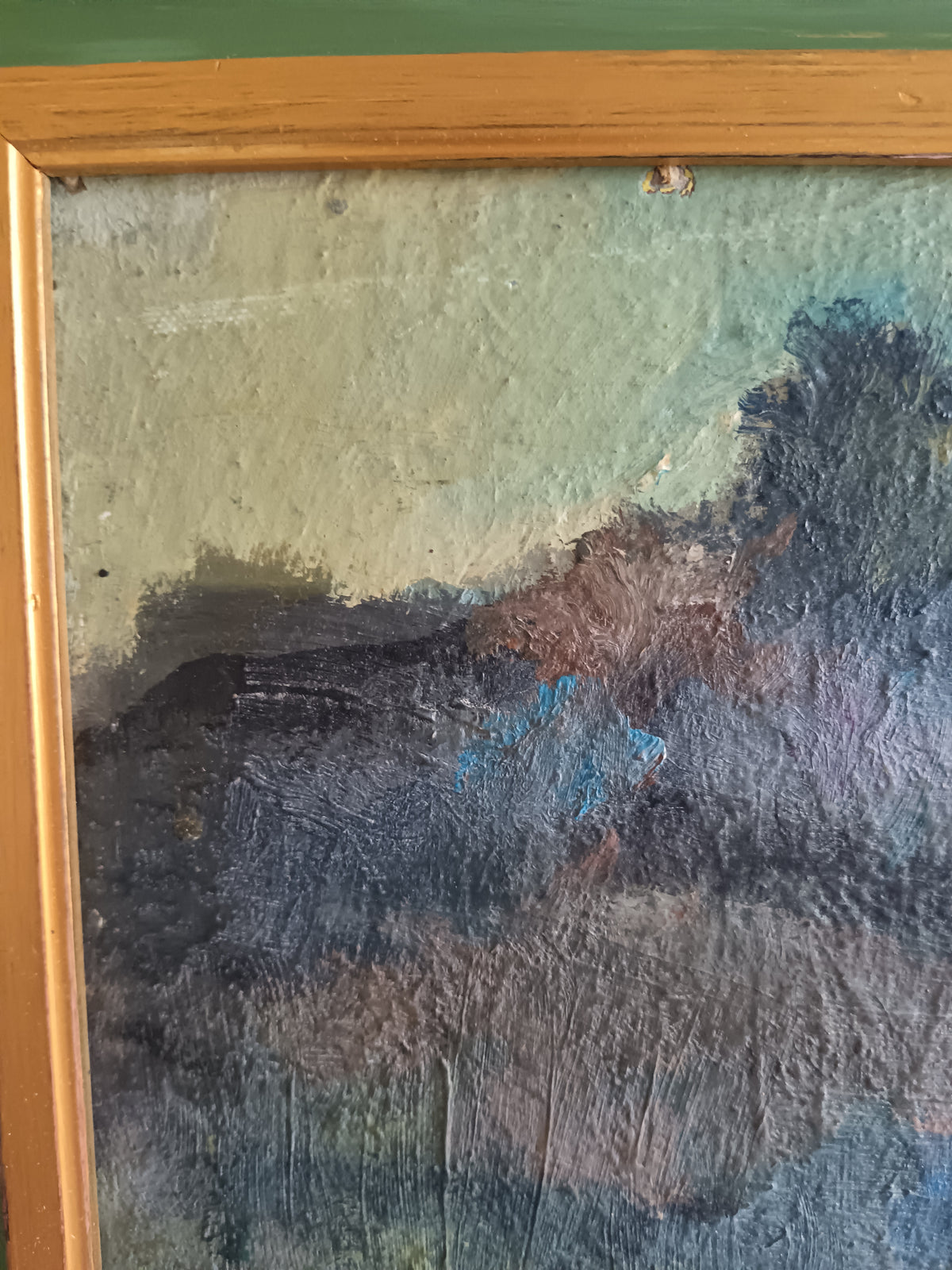 Dipinto Olio su Tavola PARIGI BRUSCHI Paesaggio Toscano con Cornice Novecento