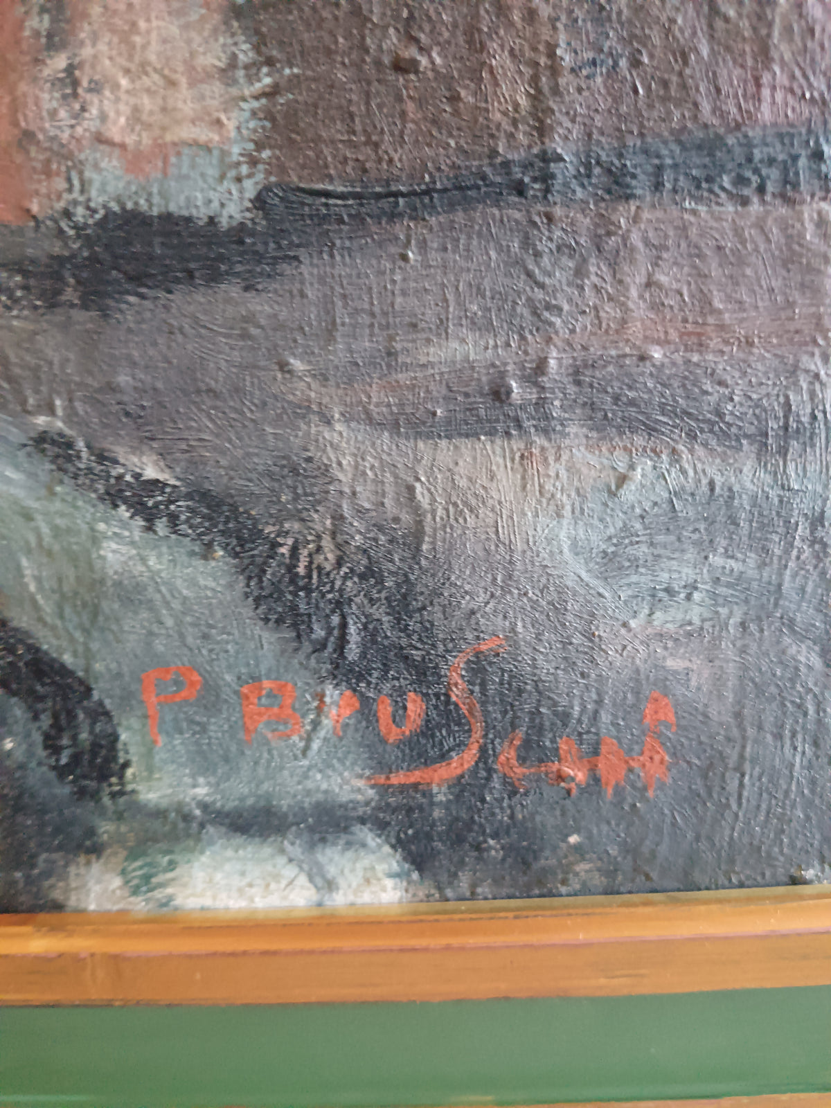 Dipinto Olio su Tavola PARIGI BRUSCHI Paesaggio Toscano con Cornice Novecento