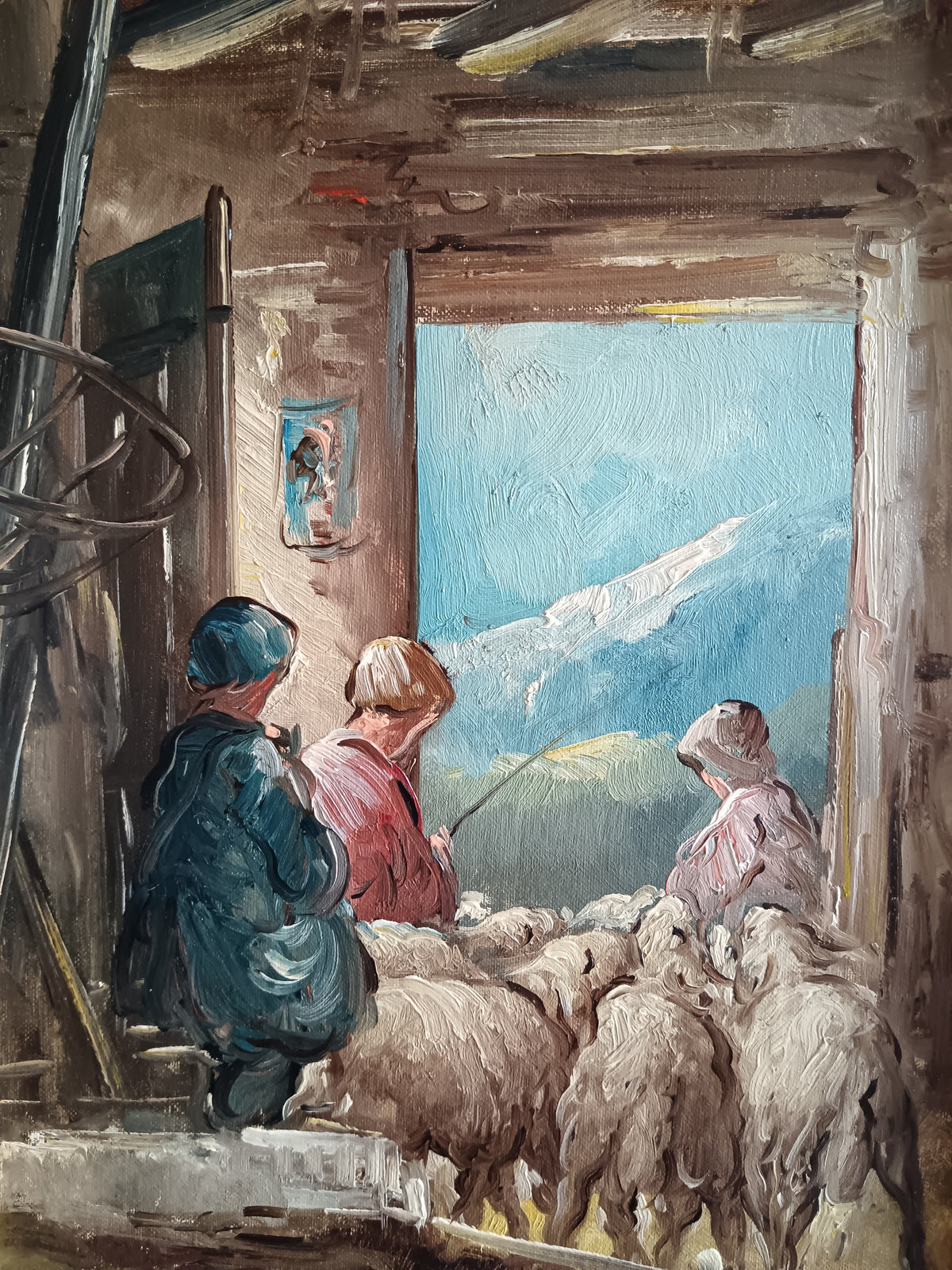 Dipinto MARIO FATTORI "Vita Toscana" Olio 25x35 Certificato Galleria Cornice