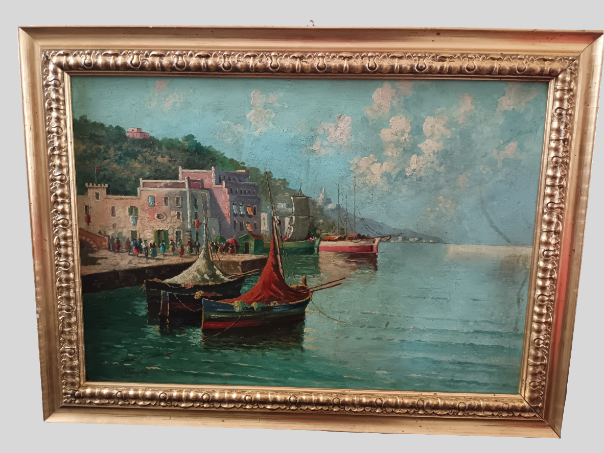 Giuseppe Gargiulo scuola napoletana (XIX/XX secolo) scorcio marino