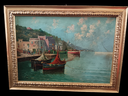 Giuseppe Gargiulo scuola napoletana (XIX/XX secolo) scorcio marino