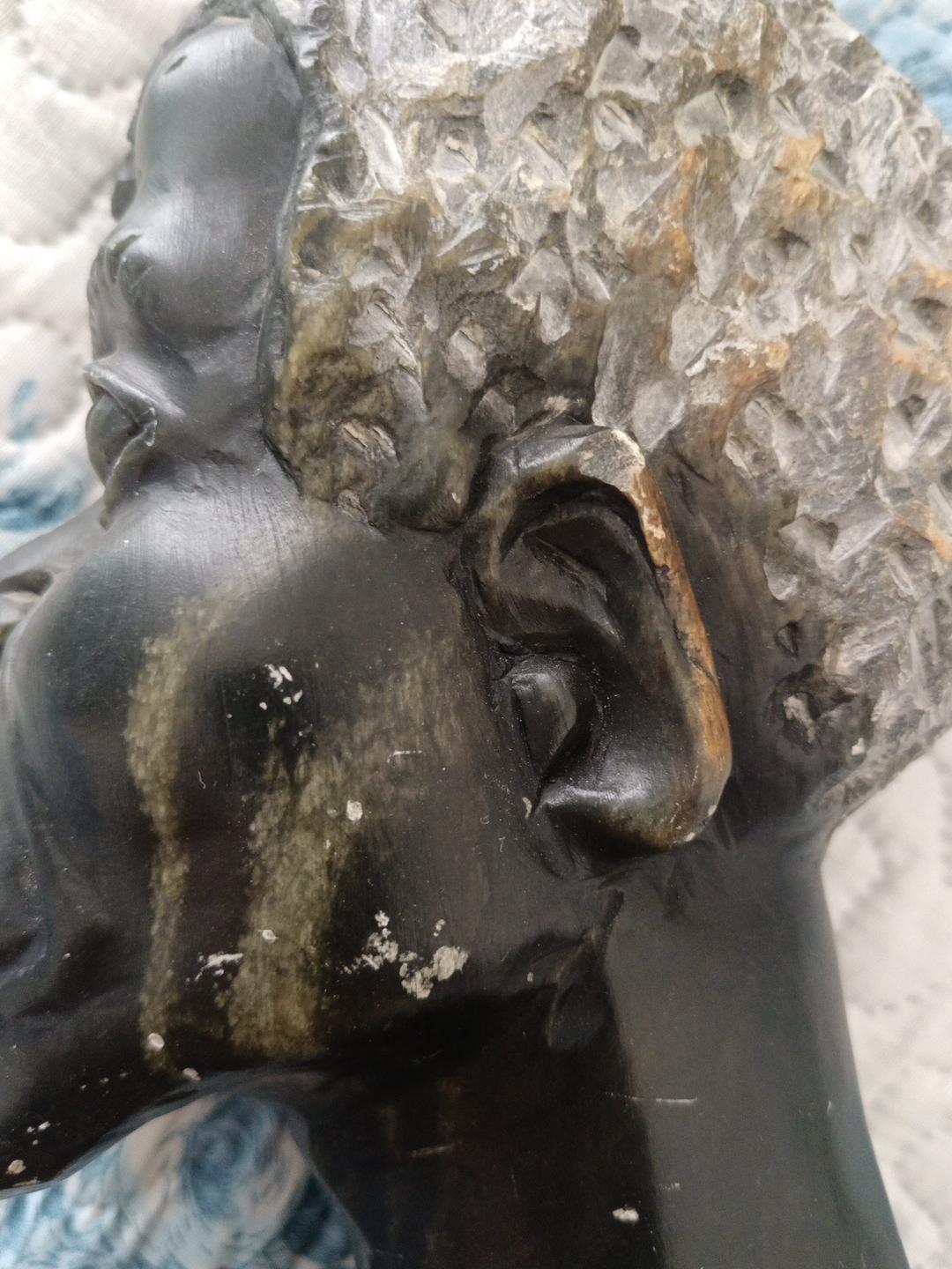 Scultura africana in pietra 28 cm – Busto maschile – Zimbabwe/Shona