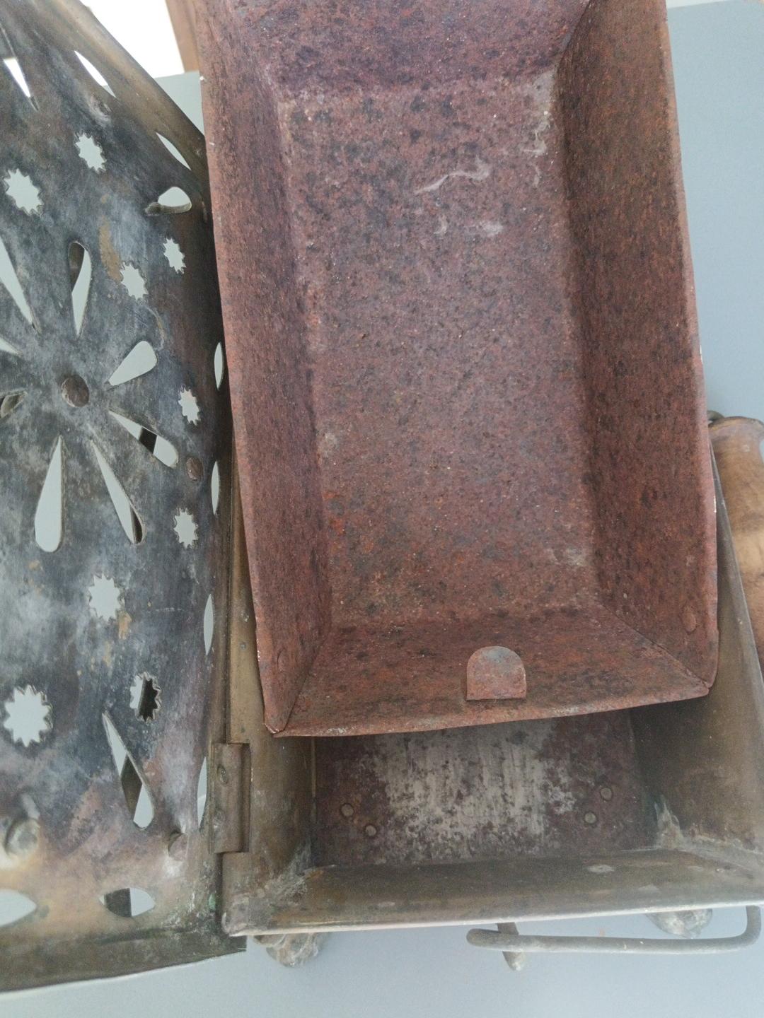 ANTICO SCALDAPIEDI A BRACI – SCALDINO PORTATILE XIX SEC. – MANICO IN LEGNO