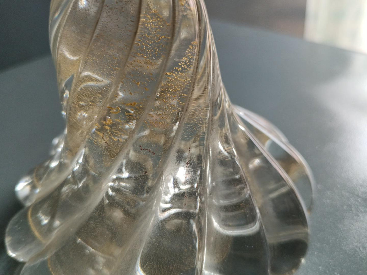 Vintage Murano Glass Birds of Paradise 1970s Sommerso Gold Leaf 34cm PERFECT
