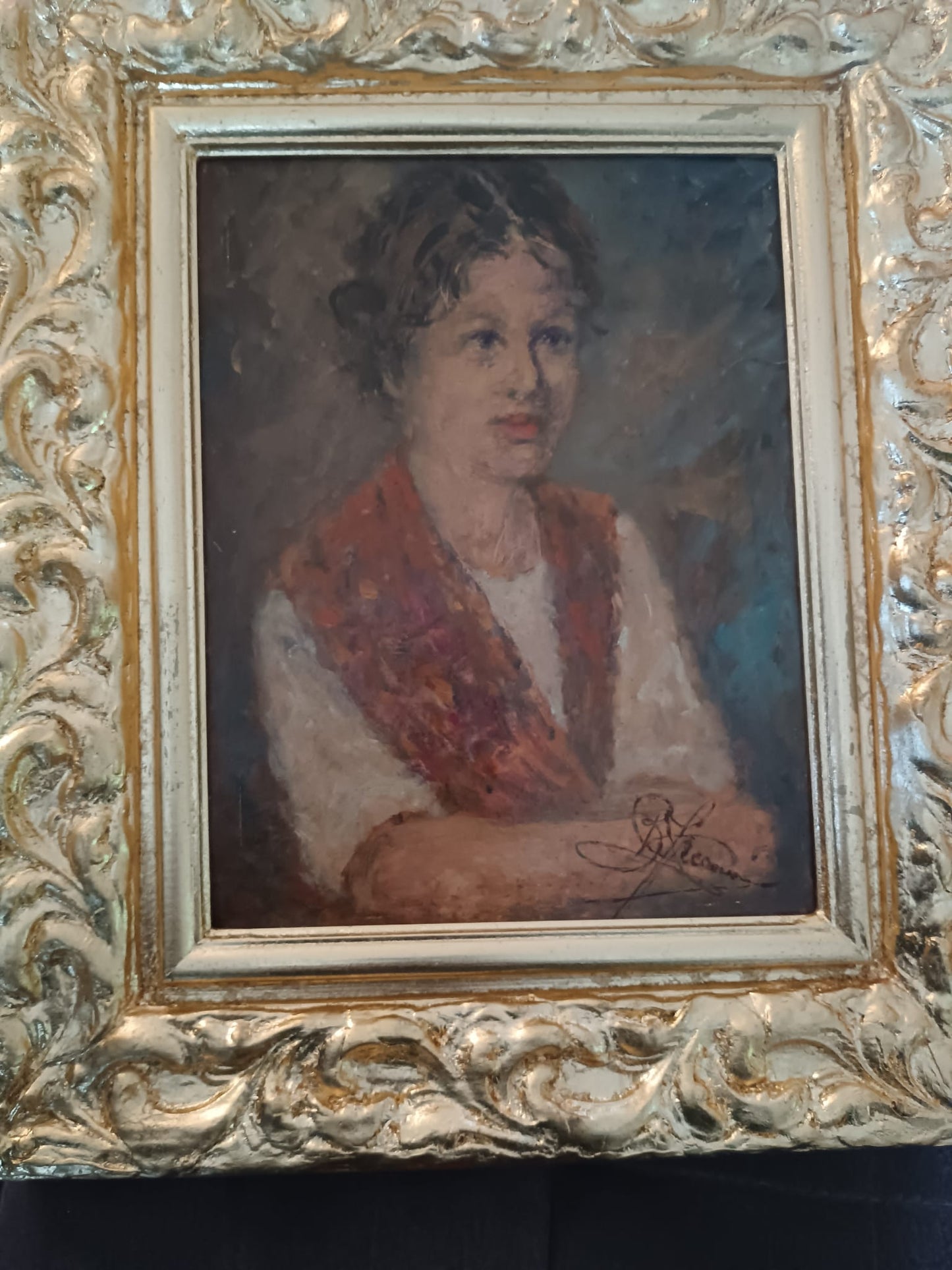 Ritratto (Scuola italiana XX Secolo)- dipinto olio su cartoncino