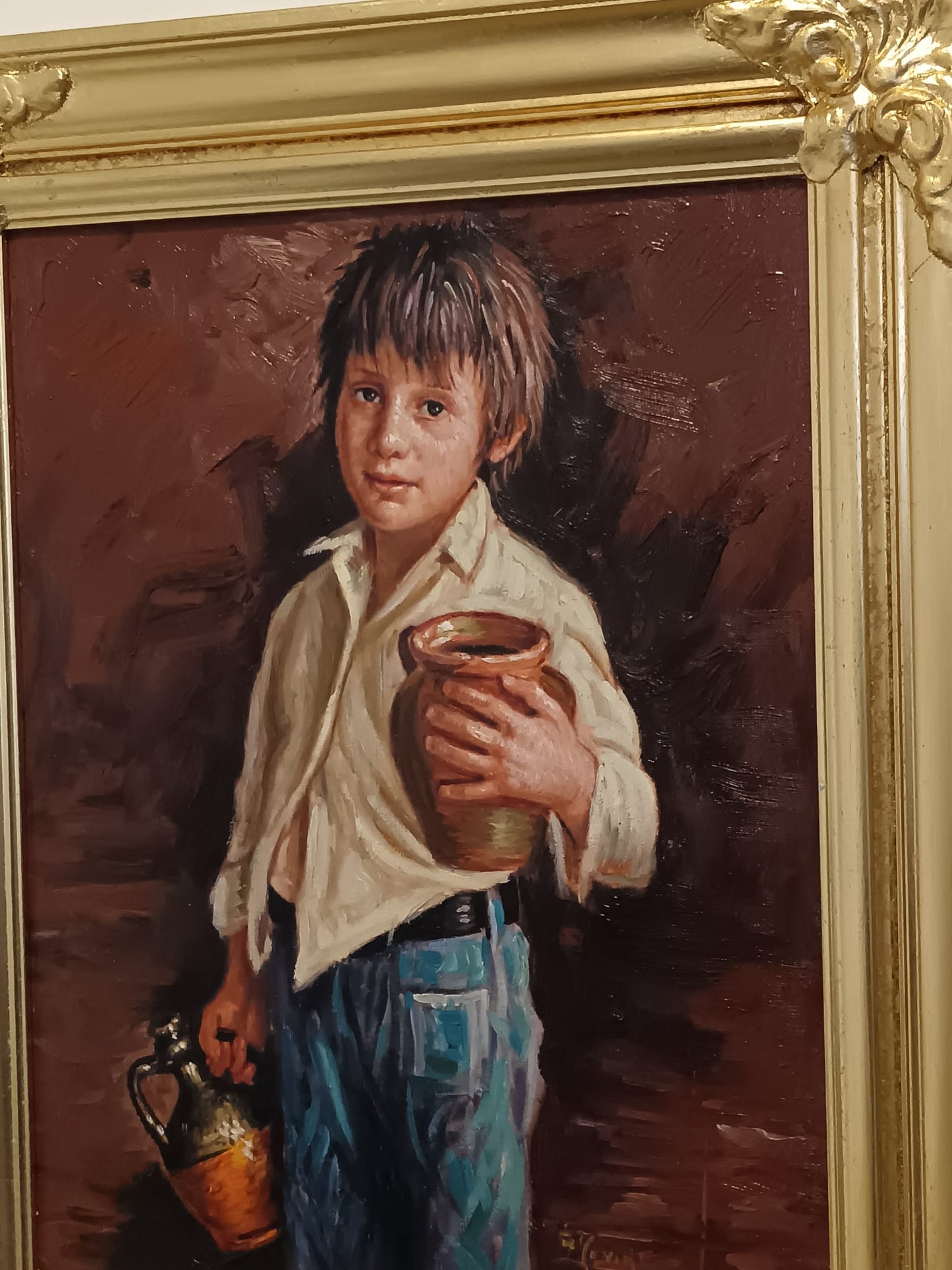 Antonello Iovine (Napoli 1935)-Ritratto di fanciullo- dipinto olio su tela