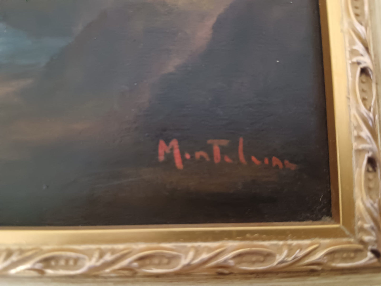 Giuseppe Monteleone (XX secolo)- " La casa sul tasso"- dipinto olio su tela