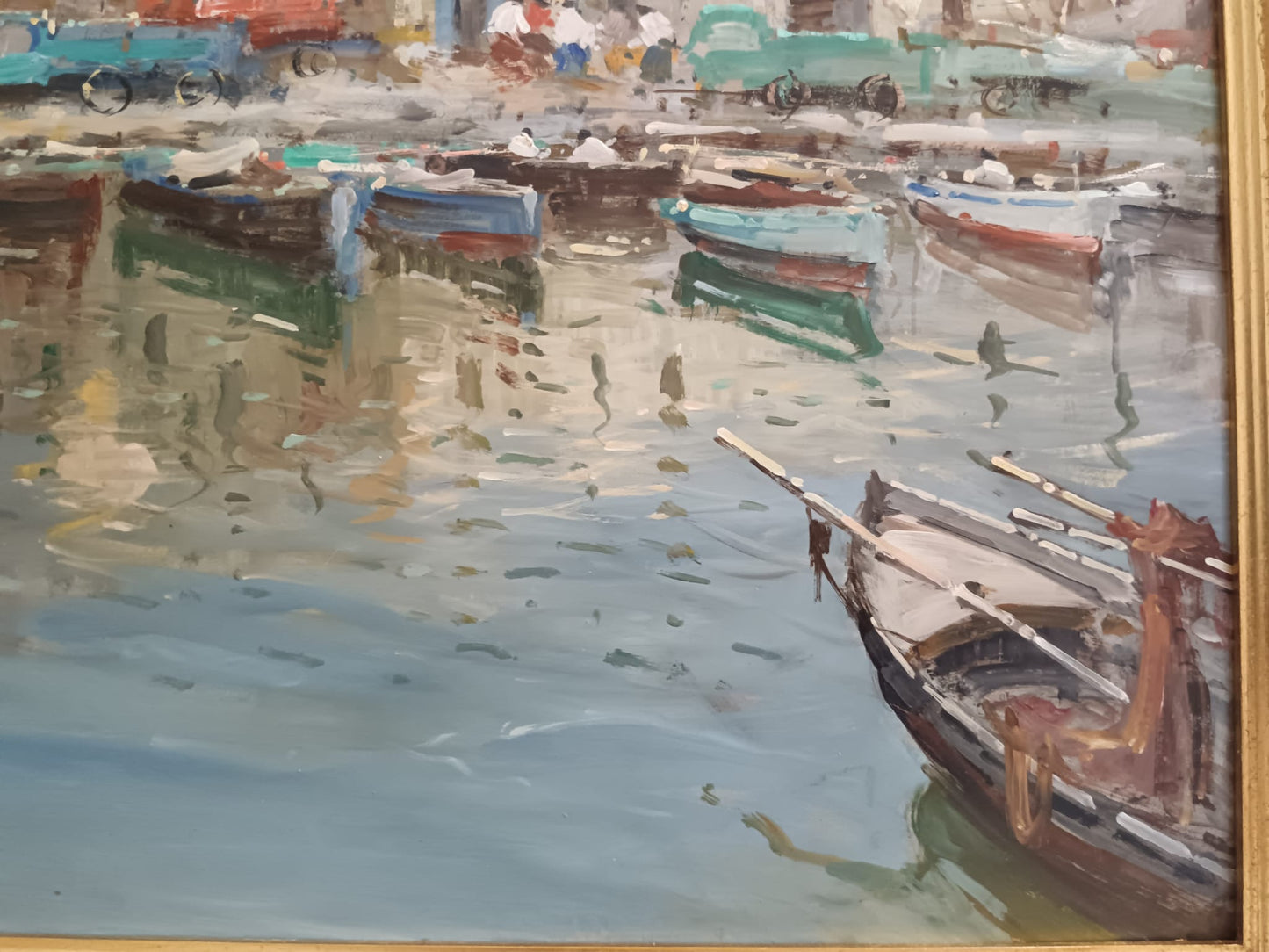 Raffaele Tozzi (Scuola Napoletana XX Secolo) Marina, dipinto olio su masonite