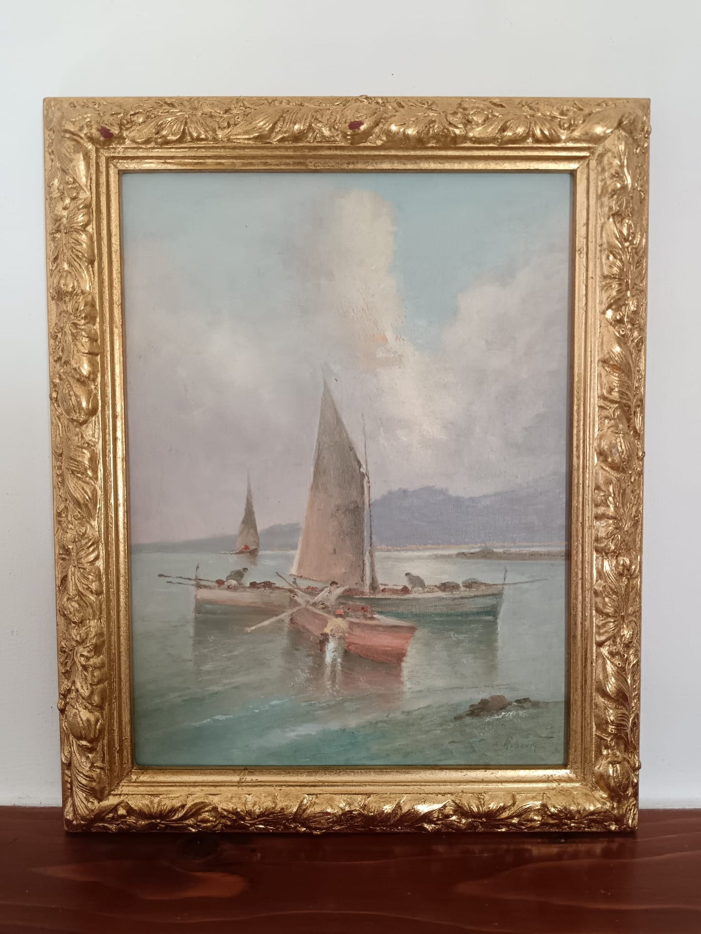 Radames Scoppa (Napoli 1877-1957)- Marina, dipinto olio su legno