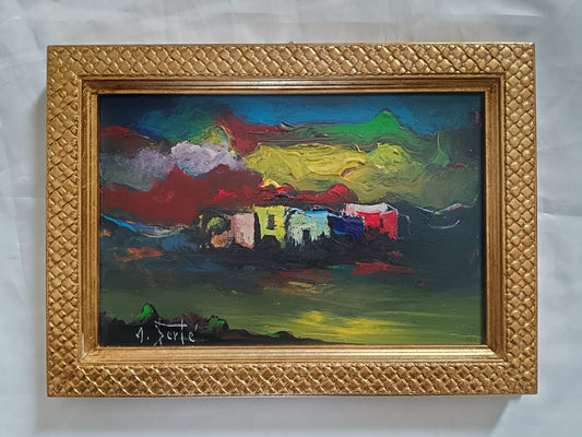 Antonio Bertè (Napoli 1936-2009)- Paesaggio dipinto olio su tela