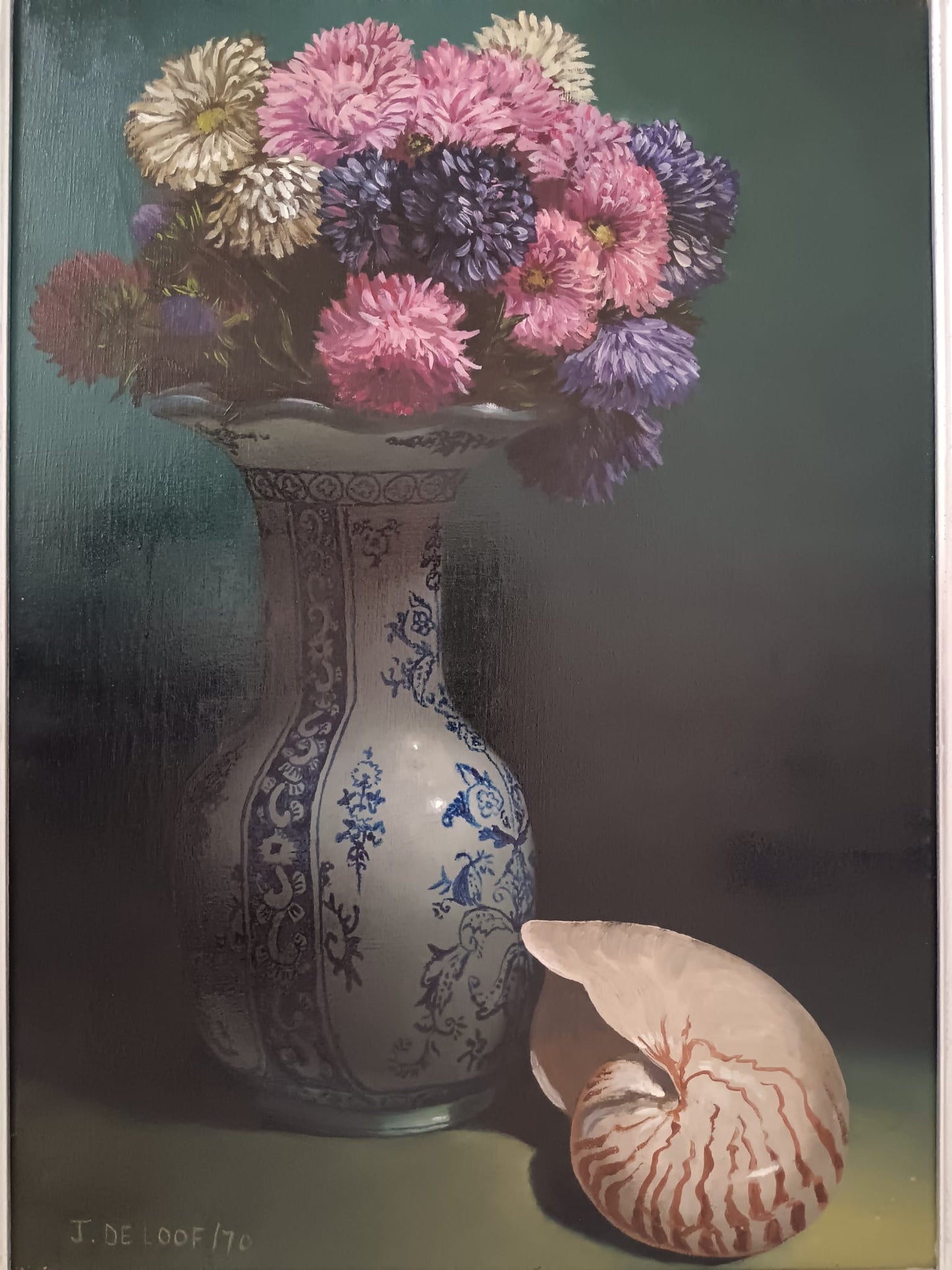 J. De Loof ( XX secolo)- Natura morta - dipinto olio su tela
