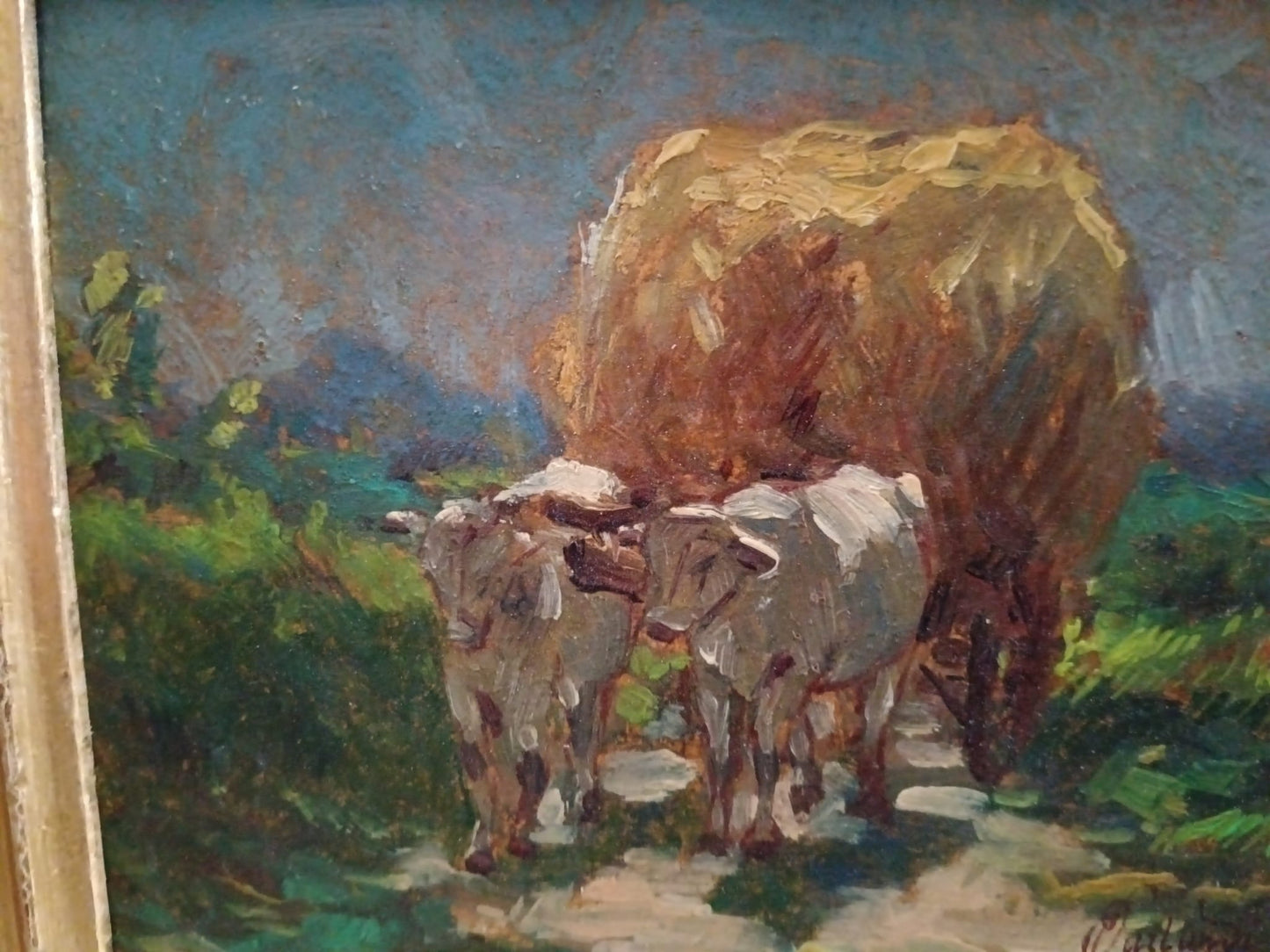 Onorato Carlandi (1848-1939), antico dipinto olio su cartoncino