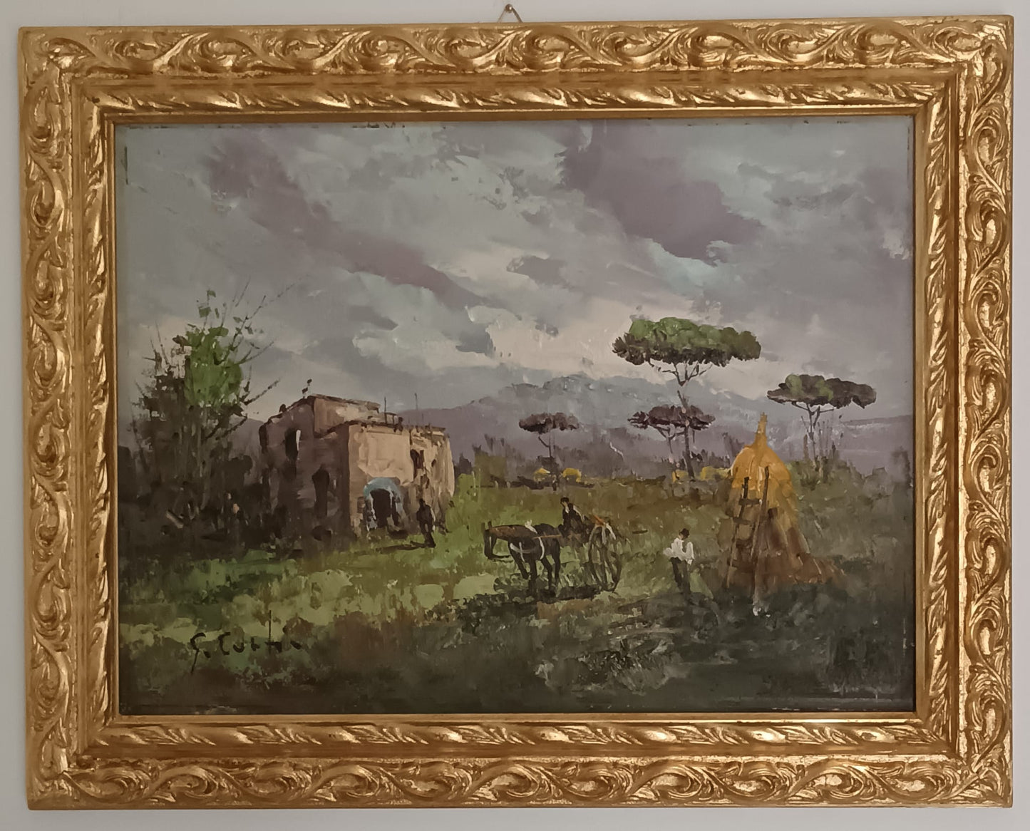 Guglielmo Curti (Roma 1897-1966)- paesaggio dipinto olio su legno