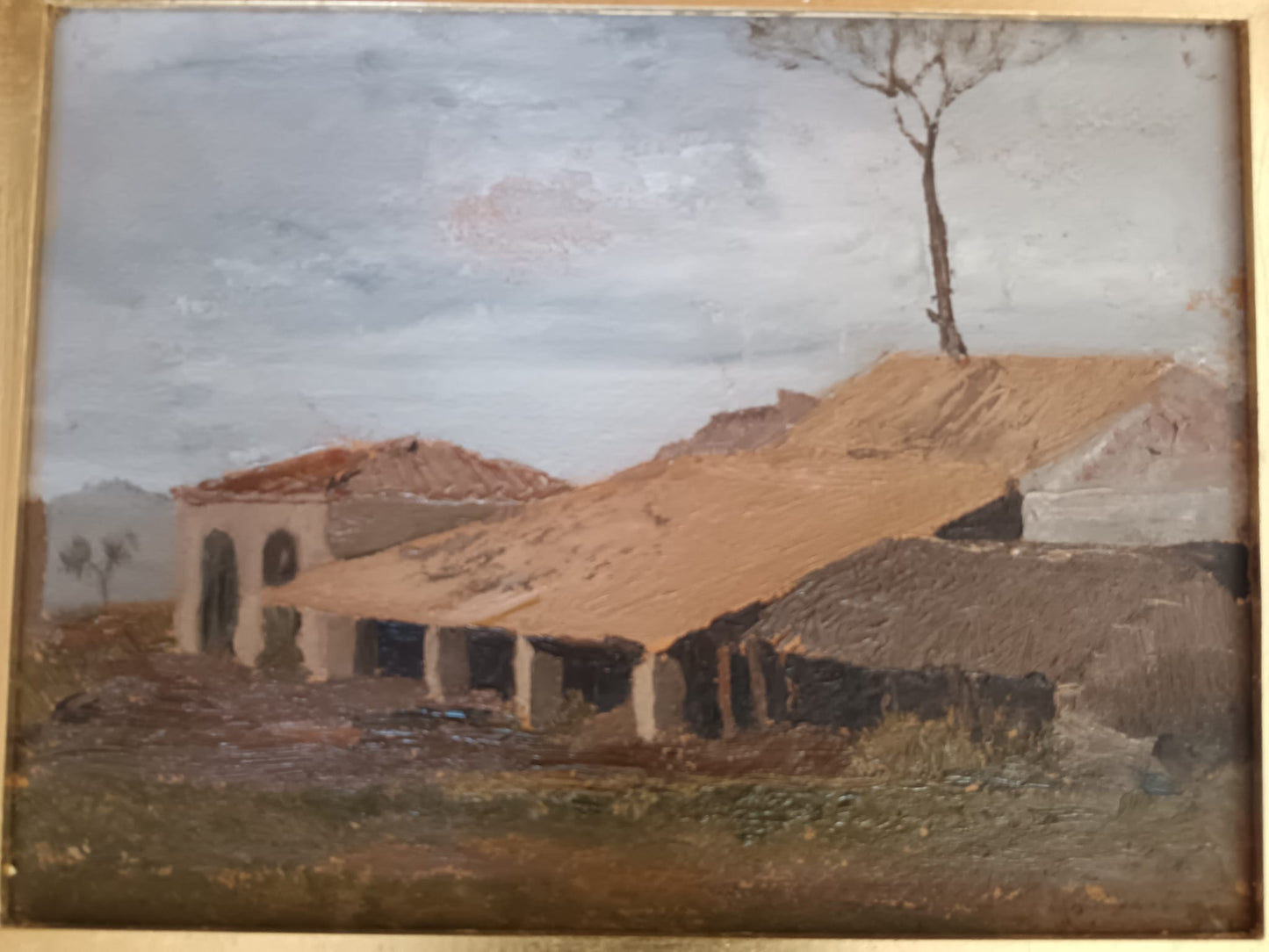 Alvaro Giordano (1913 - 1992)- Paesaggio dipinto olio su cartoncino