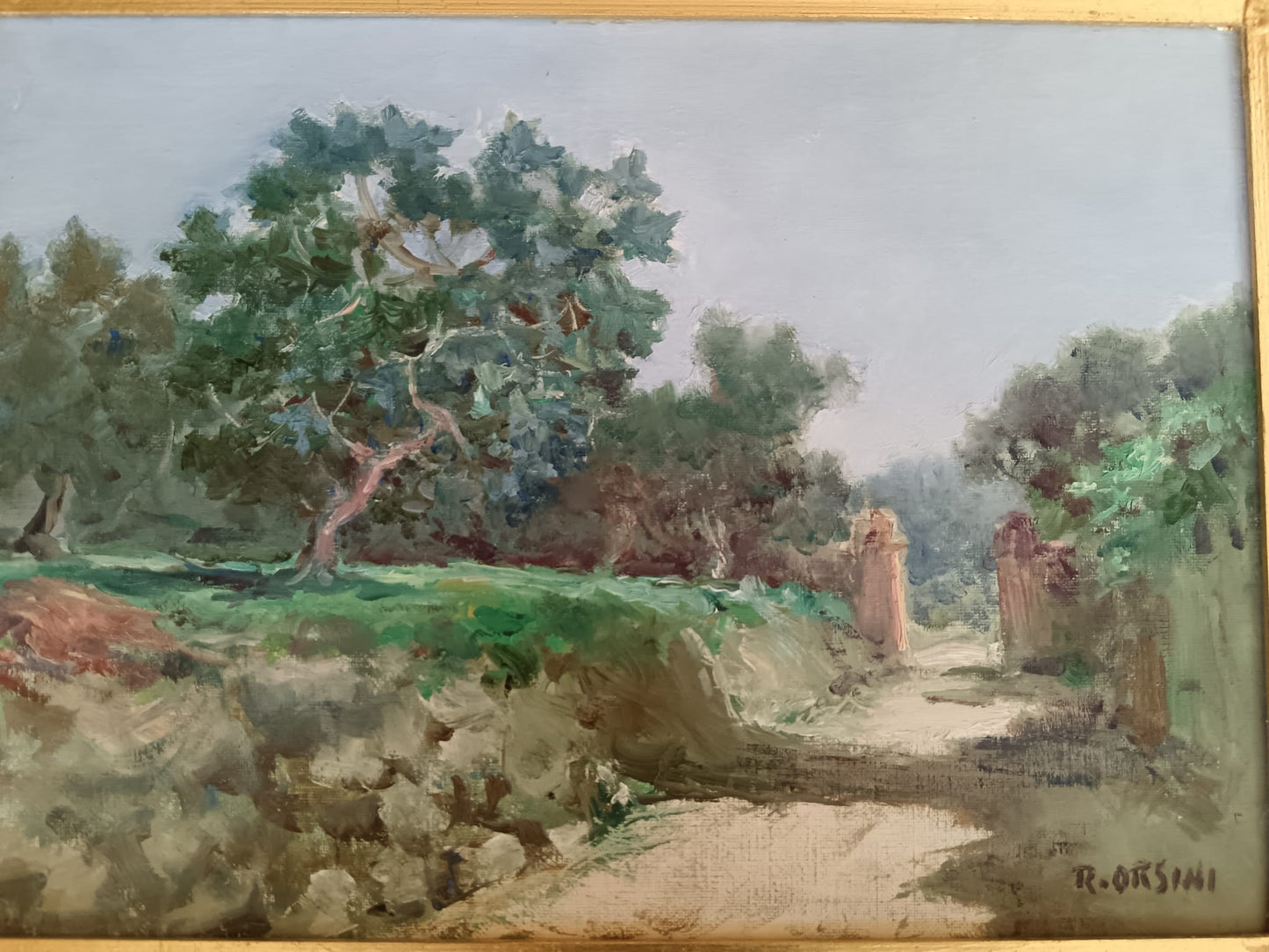 Renato Orsini (XX Secolo)- paesaggio dipinto olio su cartoncino telato