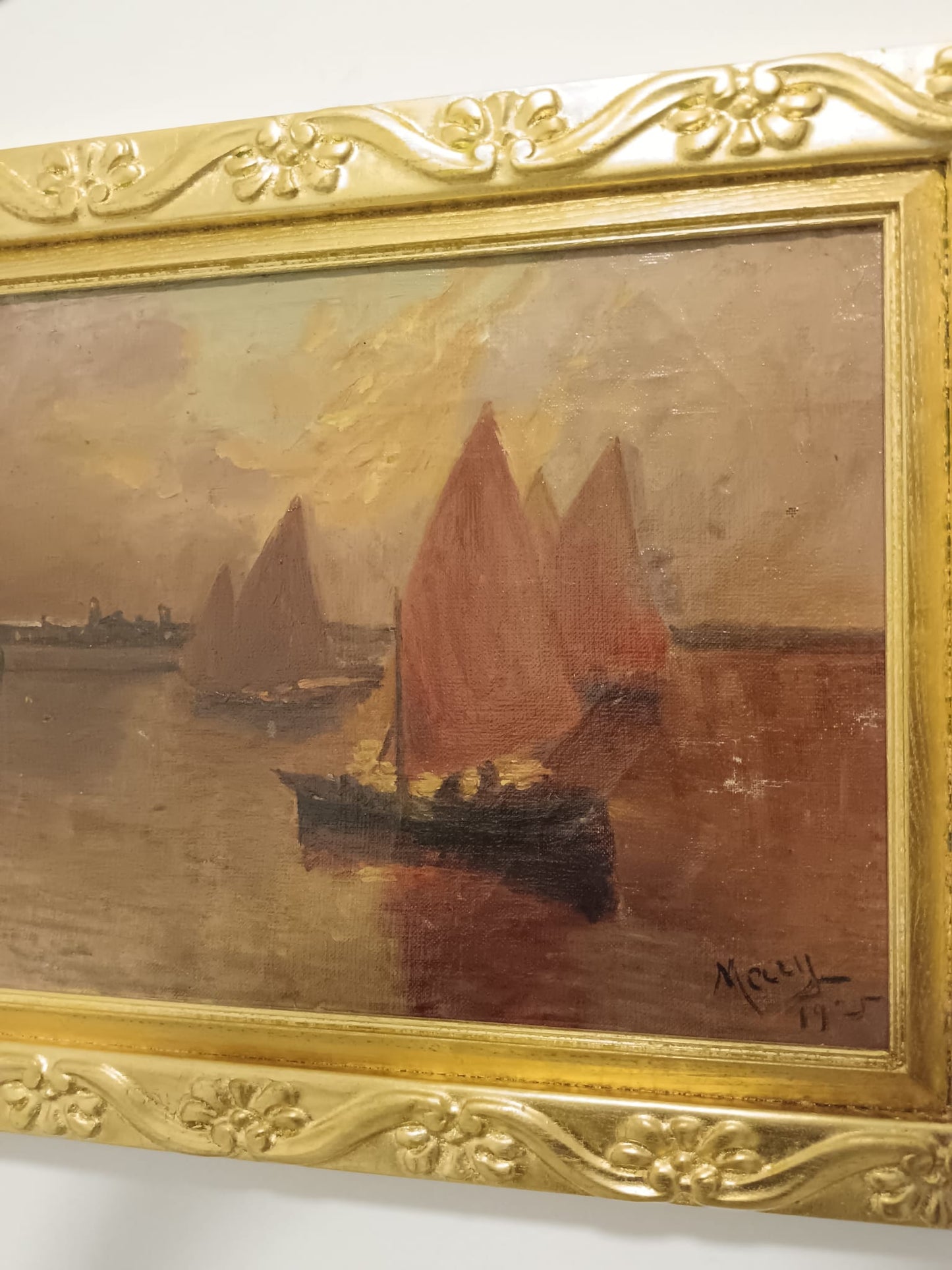 Scuola inglese (XIX/XX Secolo)- dipinto olio su tela applicata su cartoncino