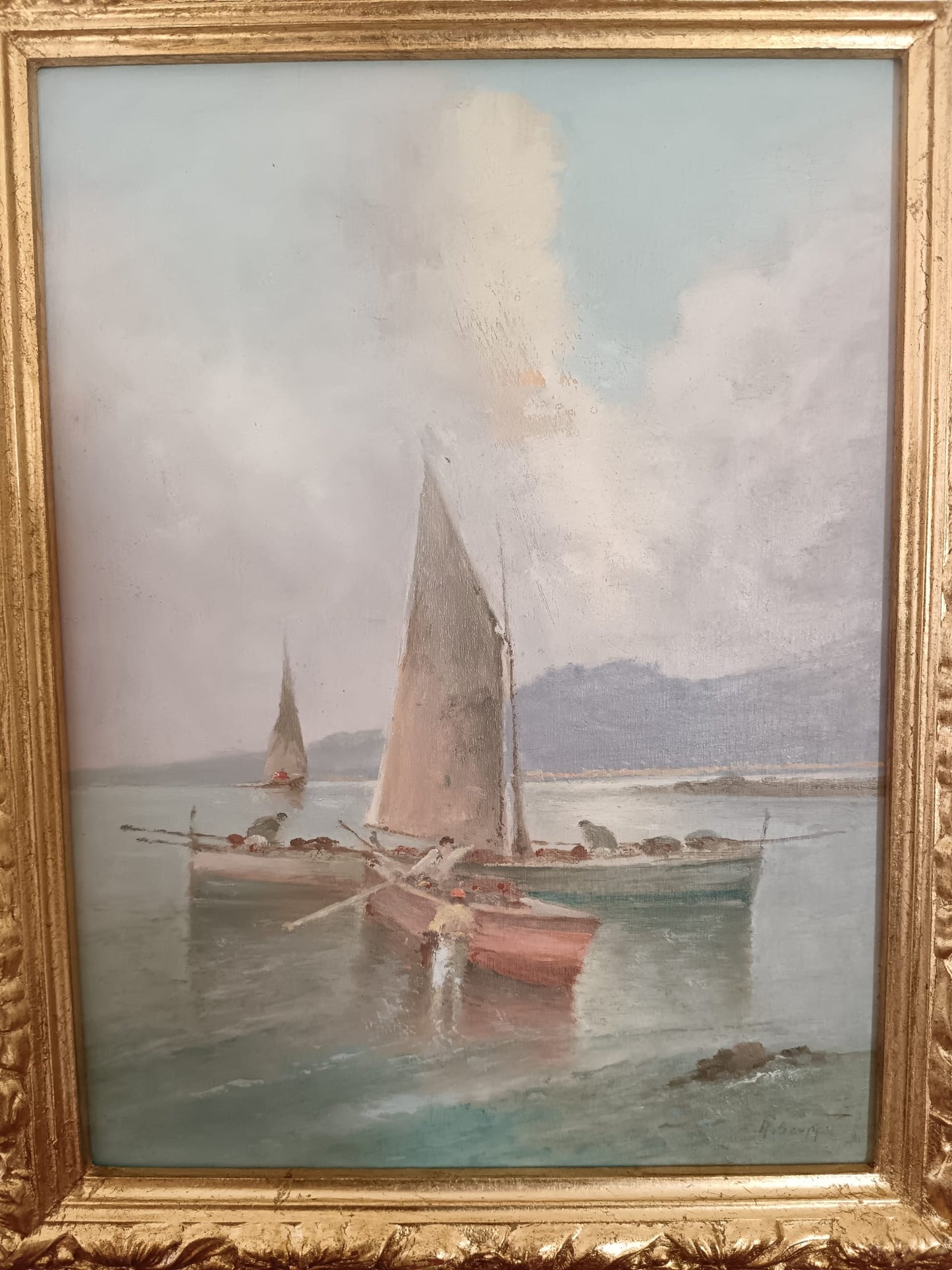 Radames Scoppa (Napoli 1877-1957)- Marina, dipinto olio su legno