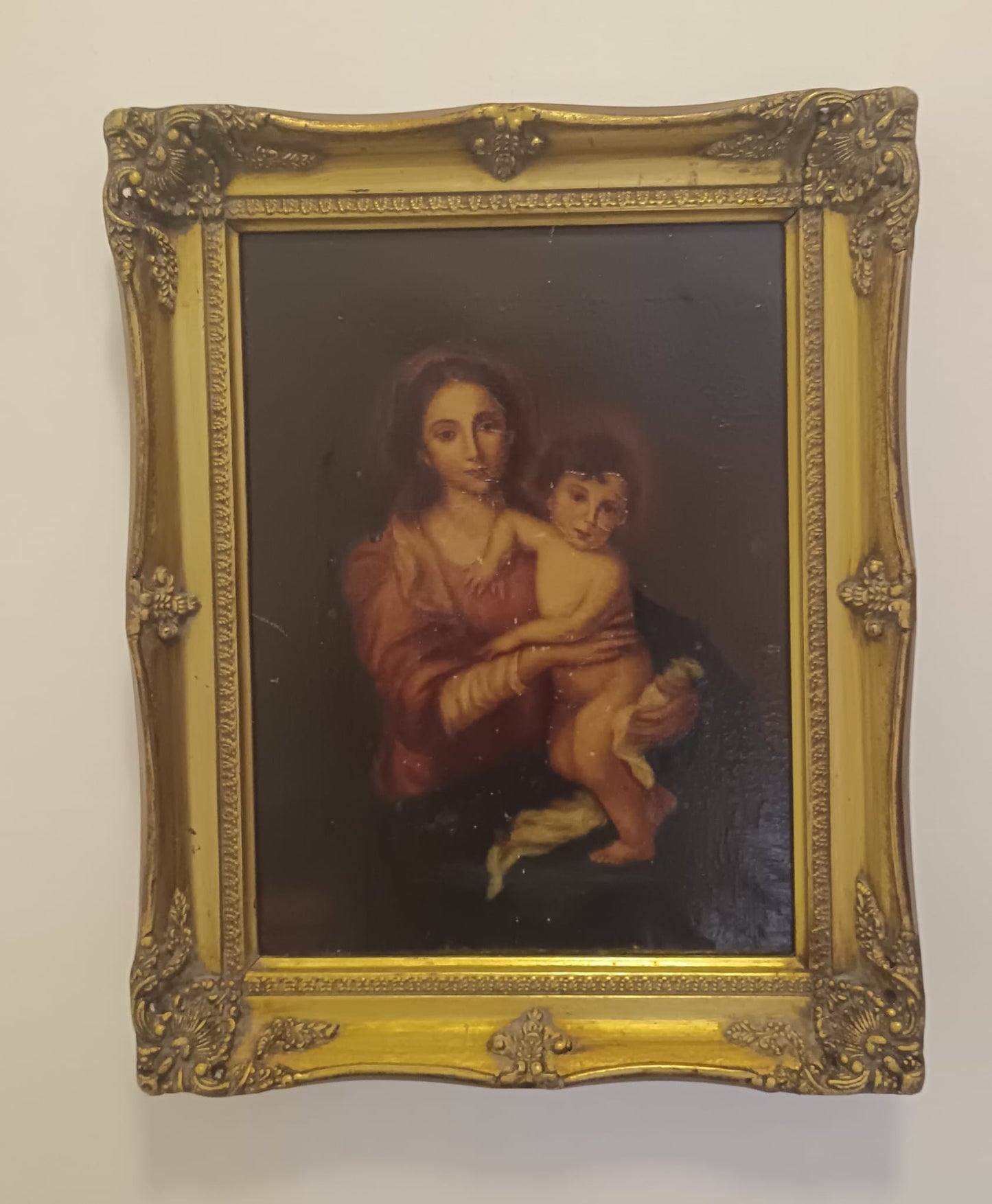 Madonna con bambino dipinto olio su tela- (scuola italiana XIX/XX Secolo)