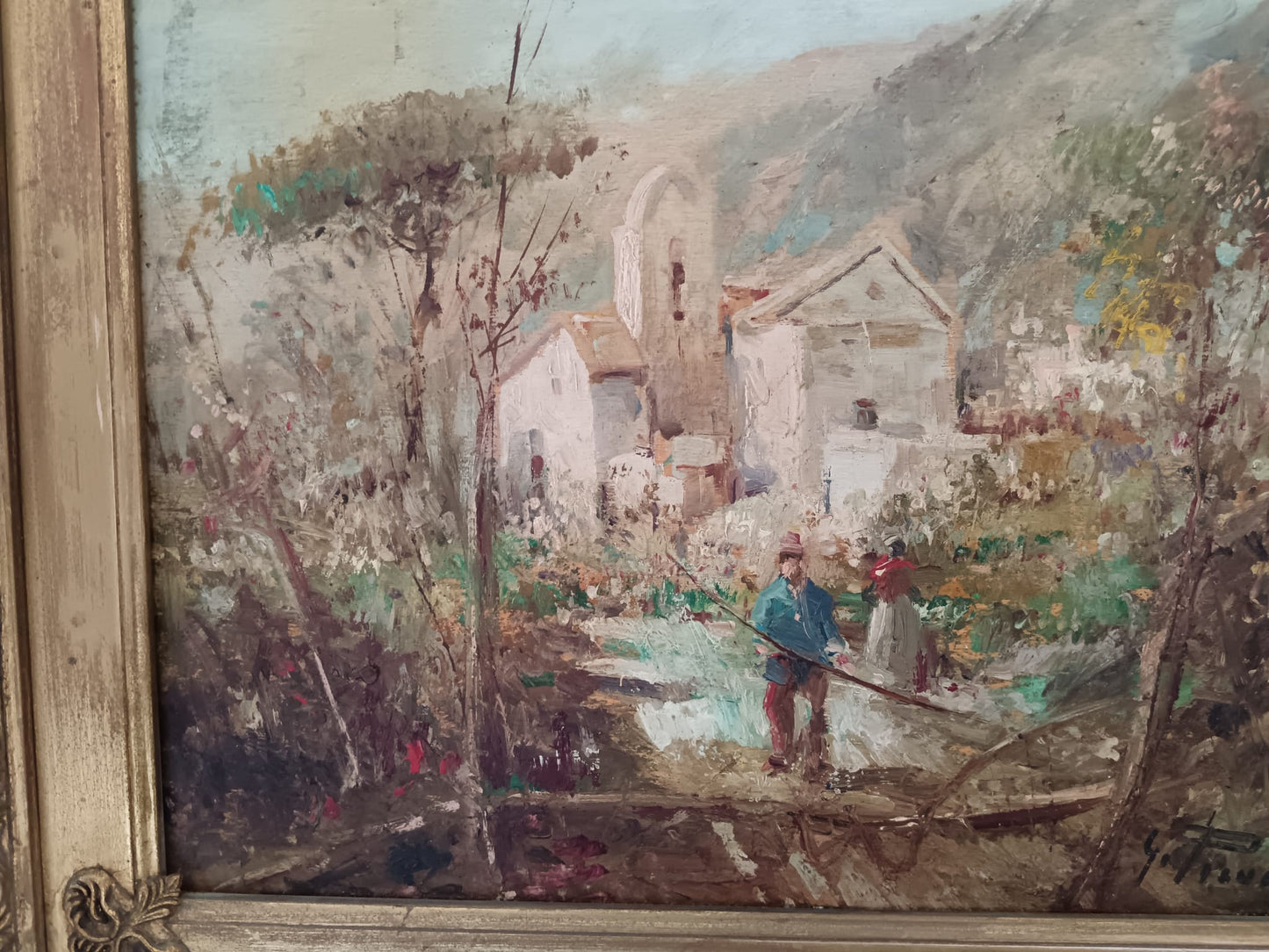 Giovanni Picucci ( XX Secolo) Paesaggio dipinto olio su legno