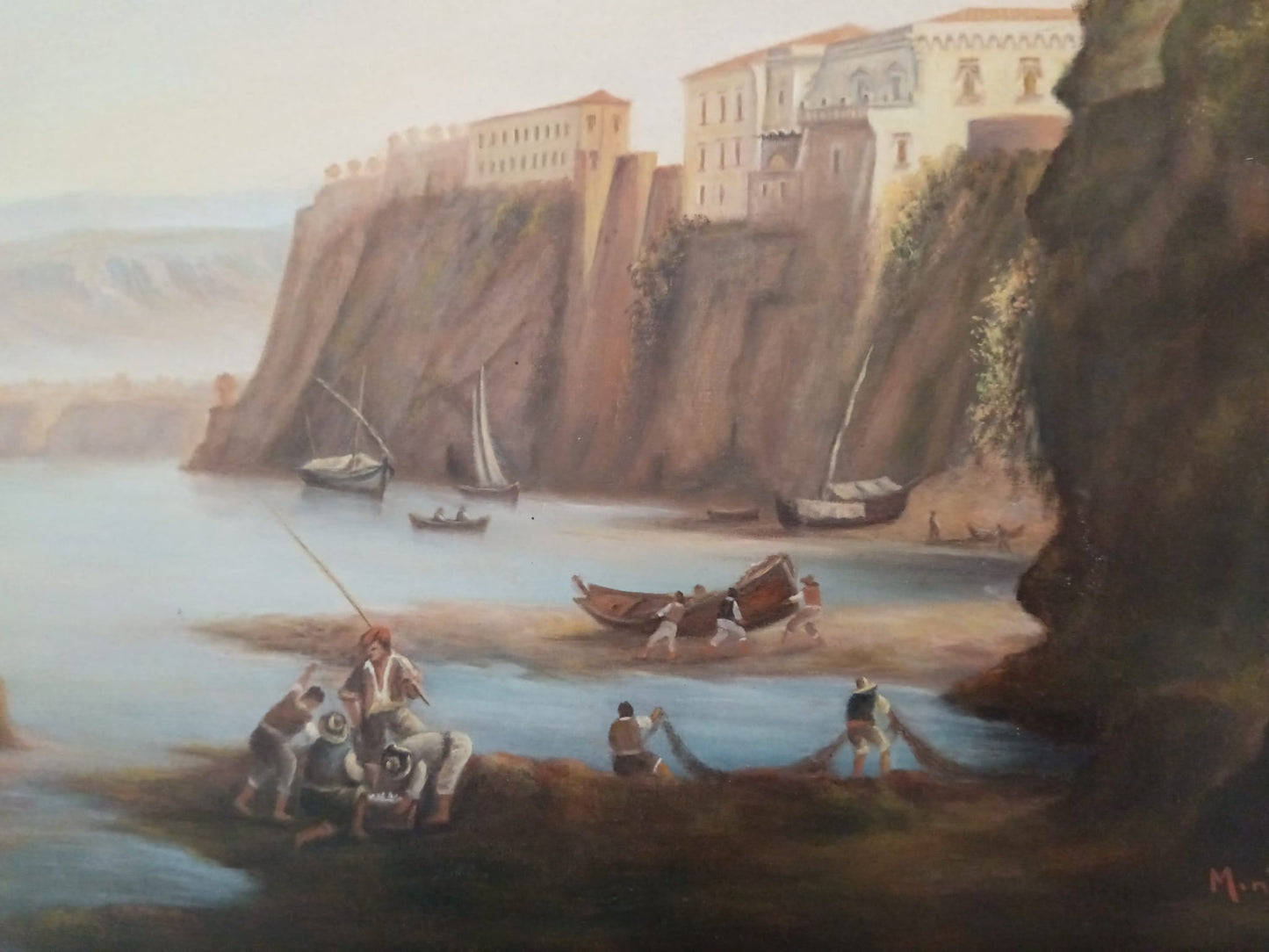 Giuseppe Monteleone (XX secolo)- " La casa sul tasso"- dipinto olio su tela