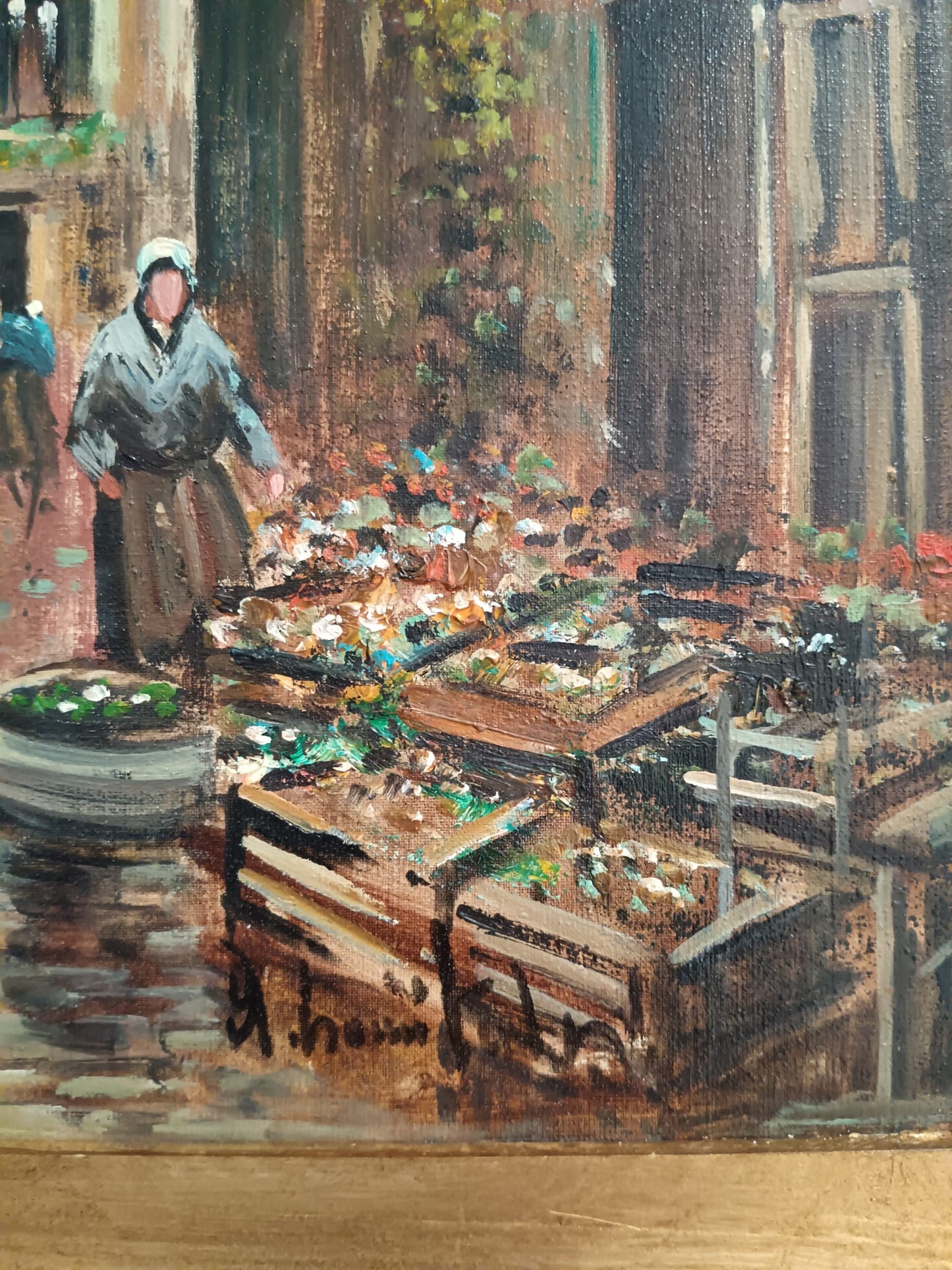 Antonio Comitale (XX Secolo)- Mercato, dipinto olio su tela