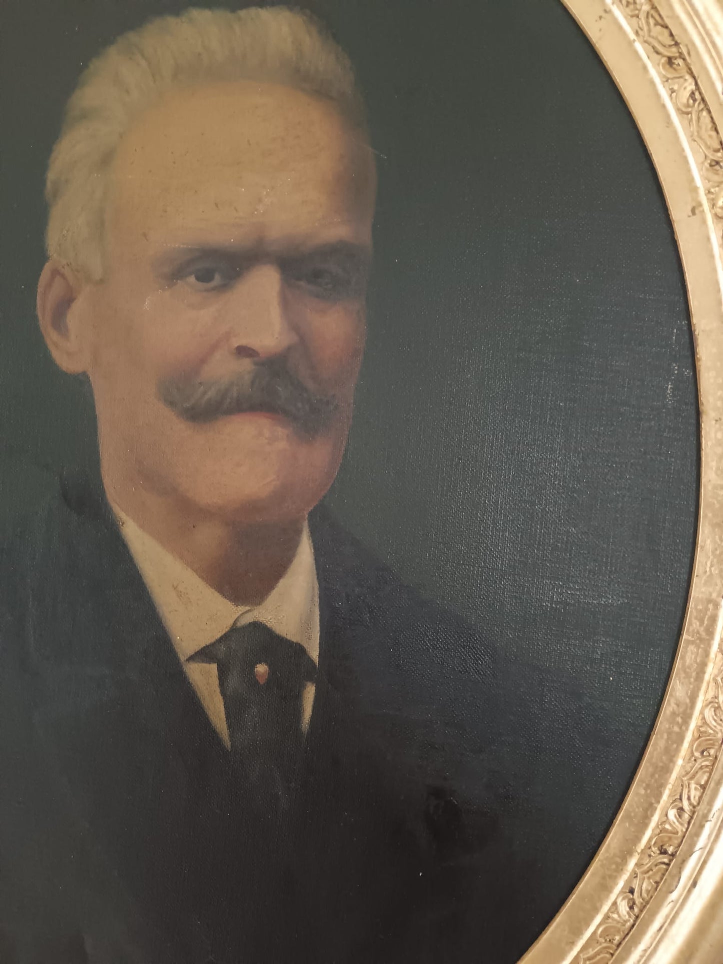 Antico ritratto (scuola italiana XIX/XX Secolo)- dipinto olio su tela applicata su cartoncino