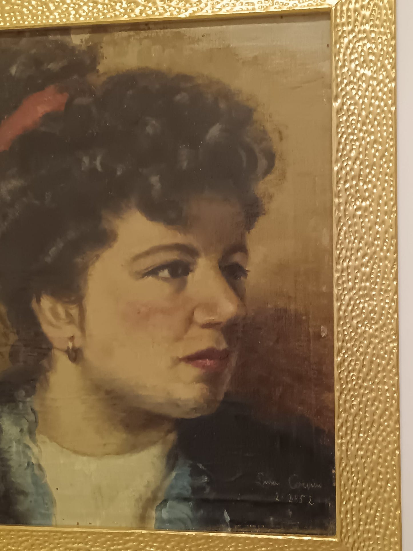 Lina Corvino (Scuola napoletana XX Secolo)- volto di donna, dipinto olio su tela