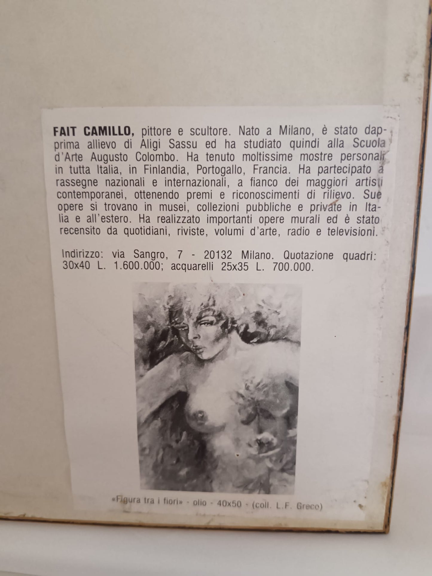 Camillo Fait (Milano 1935)- acquarello su carta