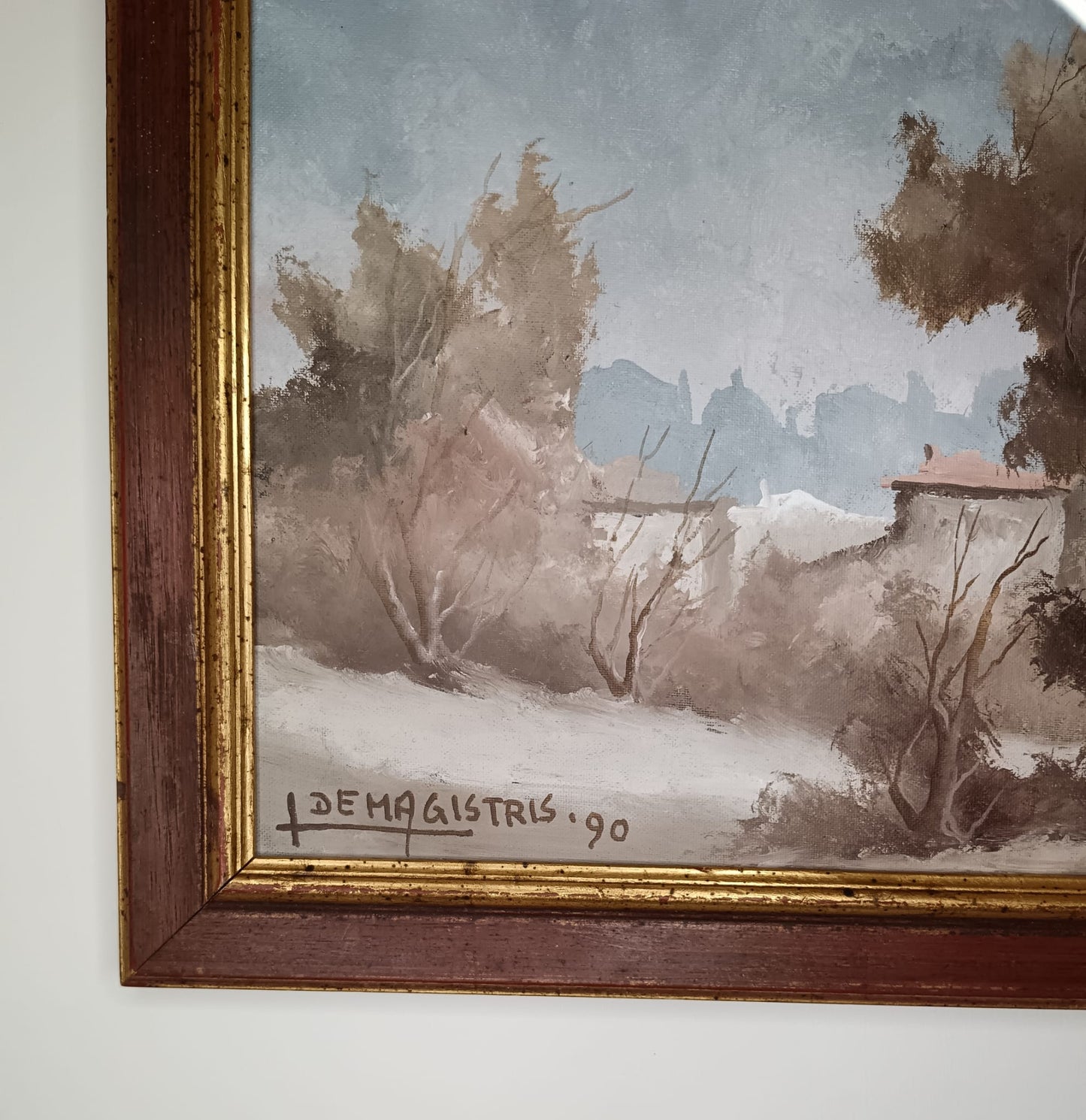 Leonardo De Magistris ( 1933-2010)- dipinto olio su tela applicata su cartoncino (XX secolo)