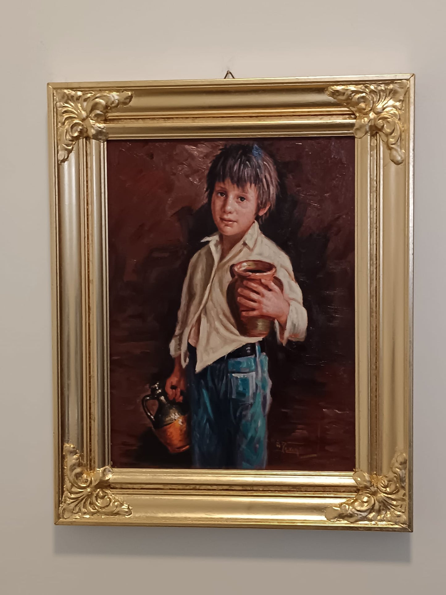 Antonello Iovine (Napoli 1935)-Ritratto di fanciullo- dipinto olio su tela