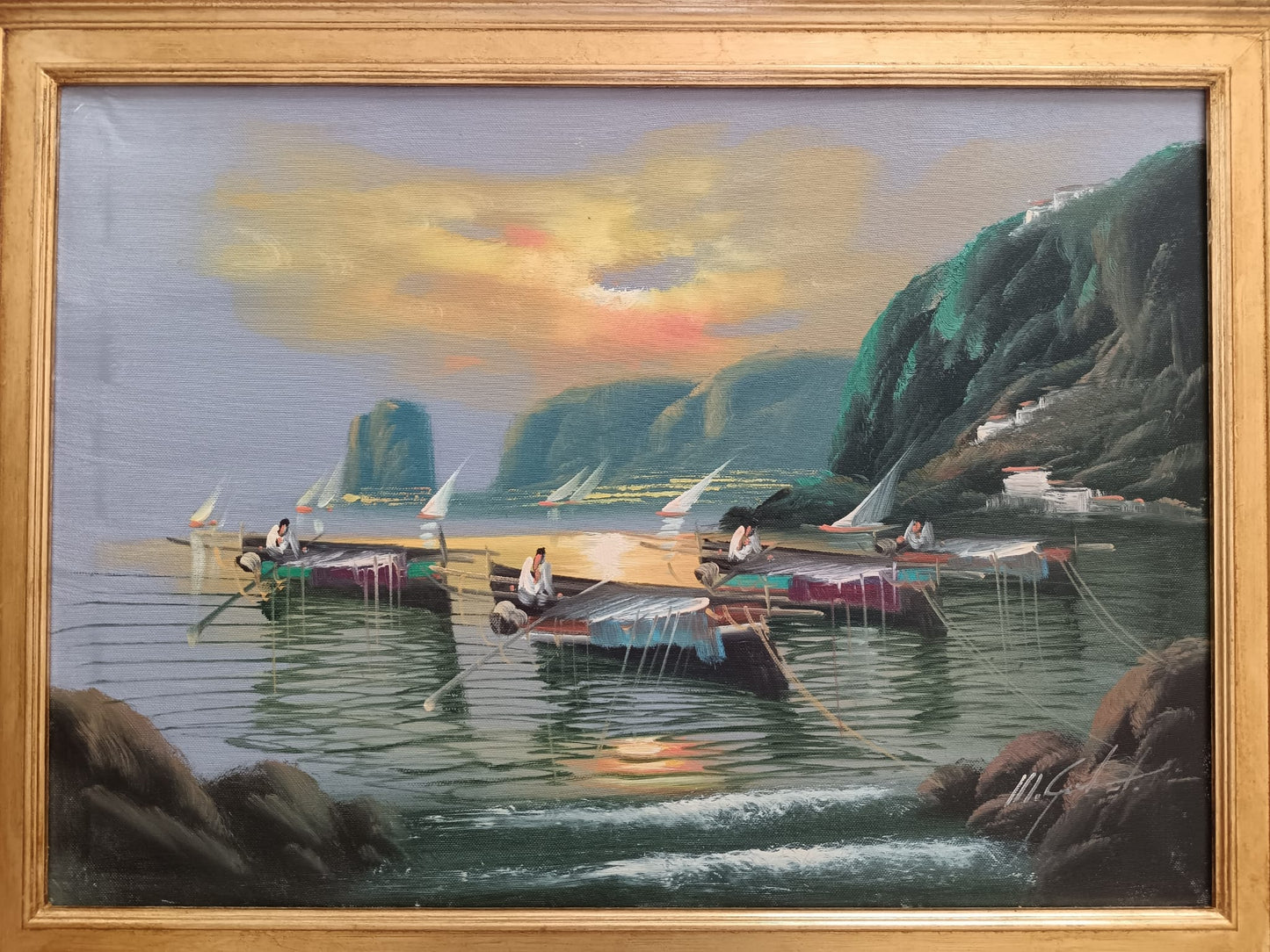 Mario Galanti (Napoli 1923 - 1998) Marina- dipinto olio su tela