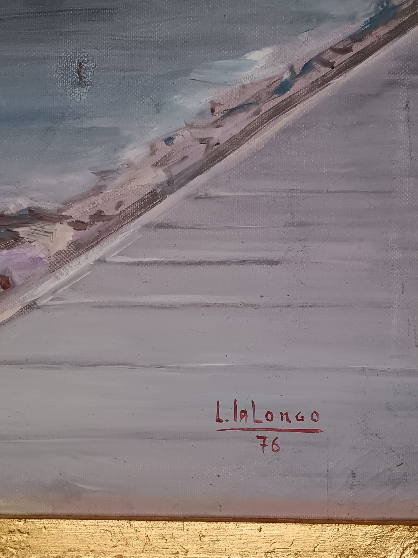 Lamberto Ialongo (XX secolo)- scorcio marino dipinto olio su tela