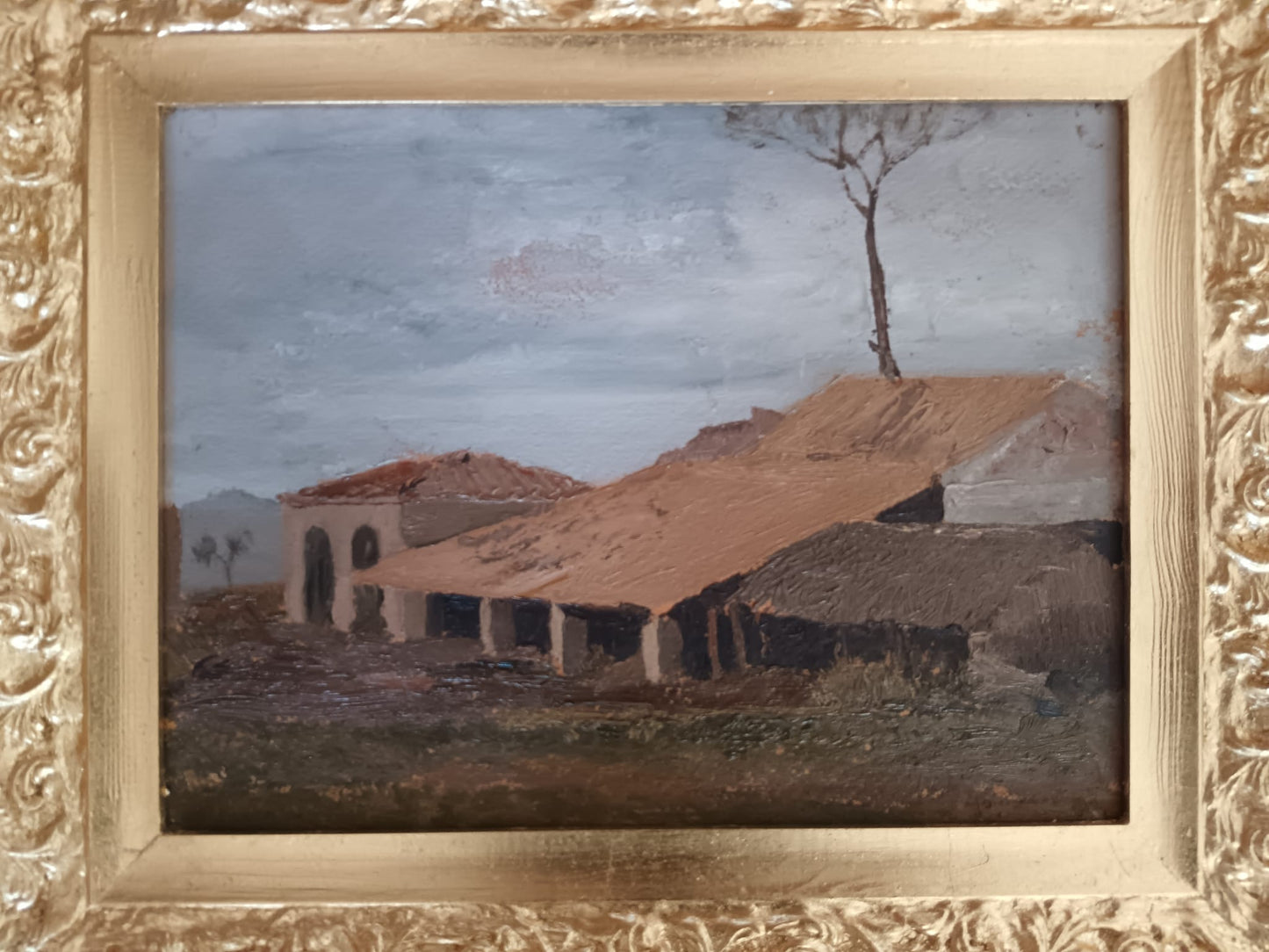 Alvaro Giordano (1913 - 1992)- Paesaggio dipinto olio su cartoncino