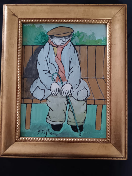 G. Foglietta (XX Secolo)- dipinto olio su tela applicata su cartoncino