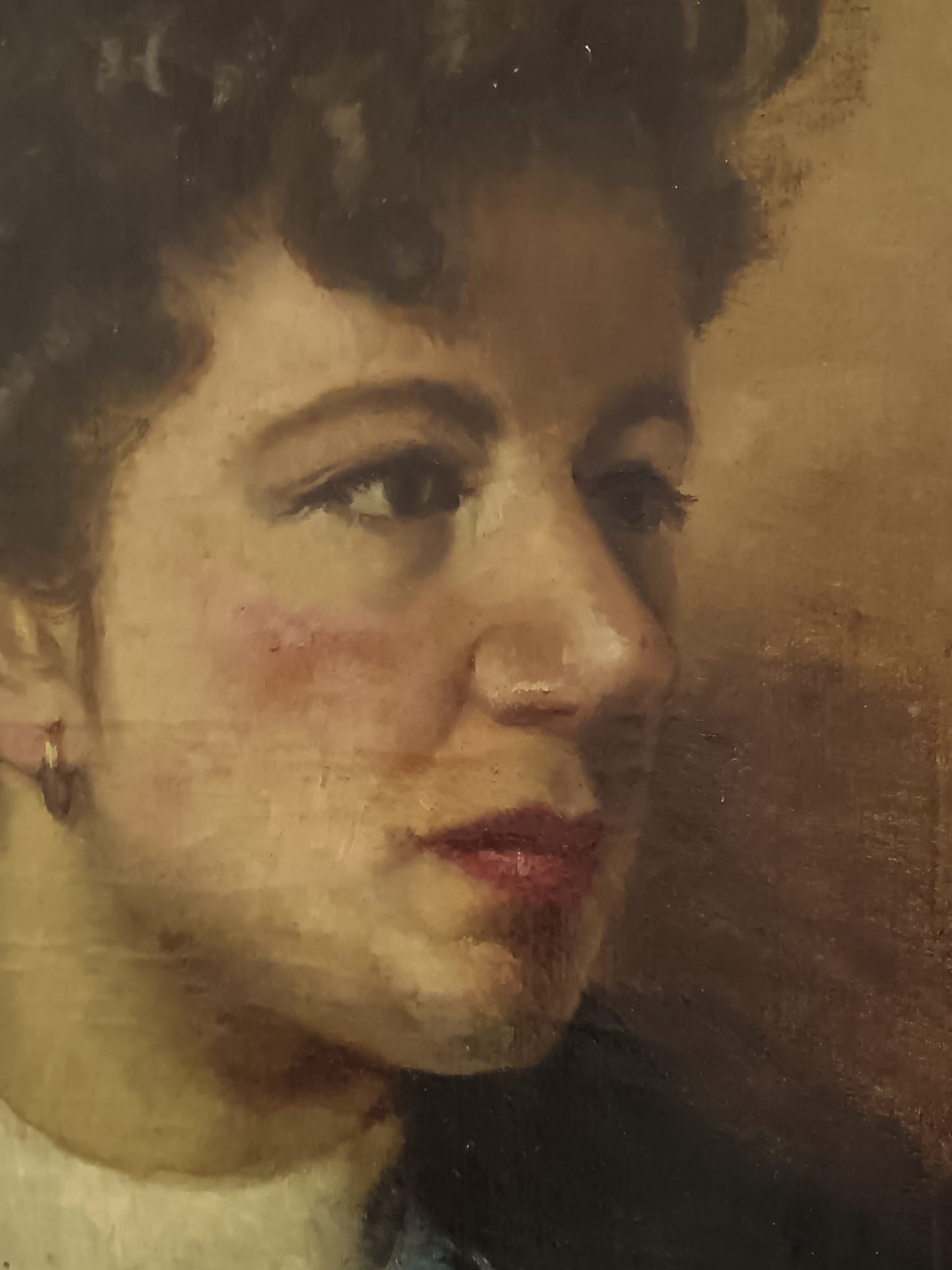 Lina Corvino (Scuola napoletana XX Secolo)- volto di donna, dipinto olio su tela