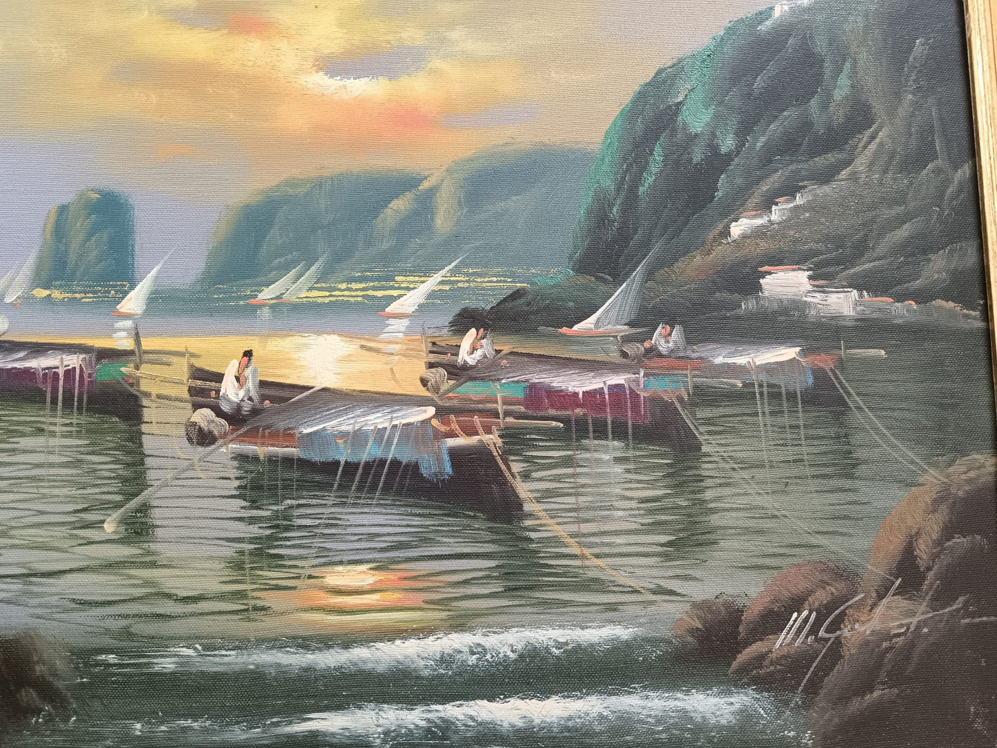 Mario Galanti (Napoli 1923 - 1998) Marina- dipinto olio su tela