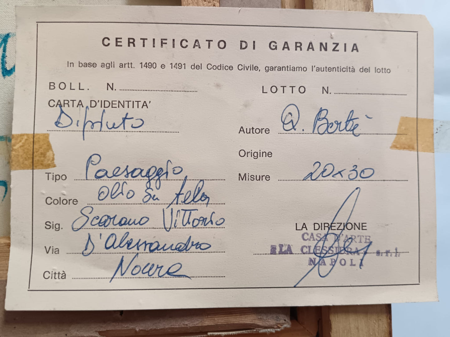 Antonio Bertè (Napoli 1936-2009)- Paesaggio dipinto olio su tela