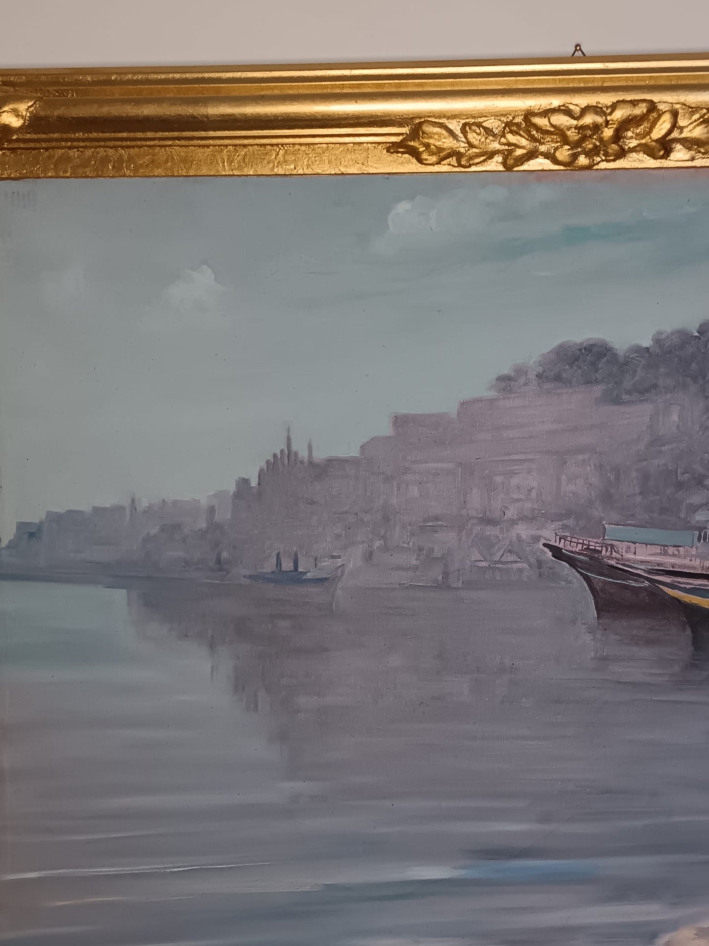 Lamberto Ialongo (XX secolo)- scorcio marino dipinto olio su tela