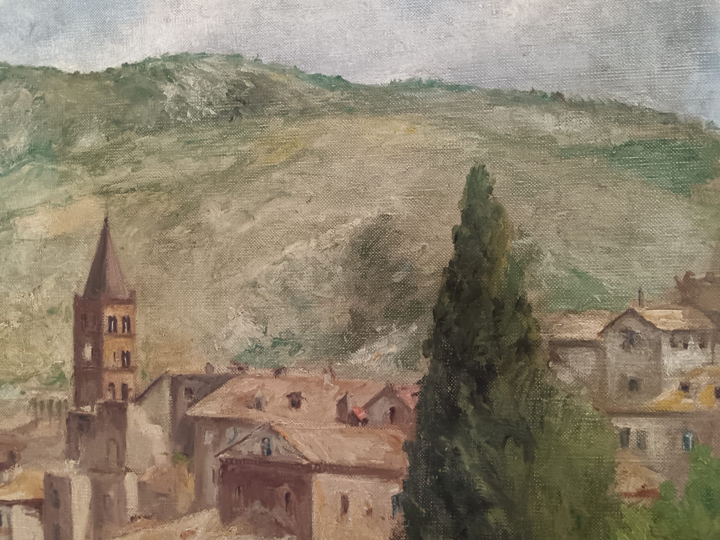 G. D'Arcangeli ( XX Secolo)- dipinto olio su tela veduta di Tivoli ( RM)