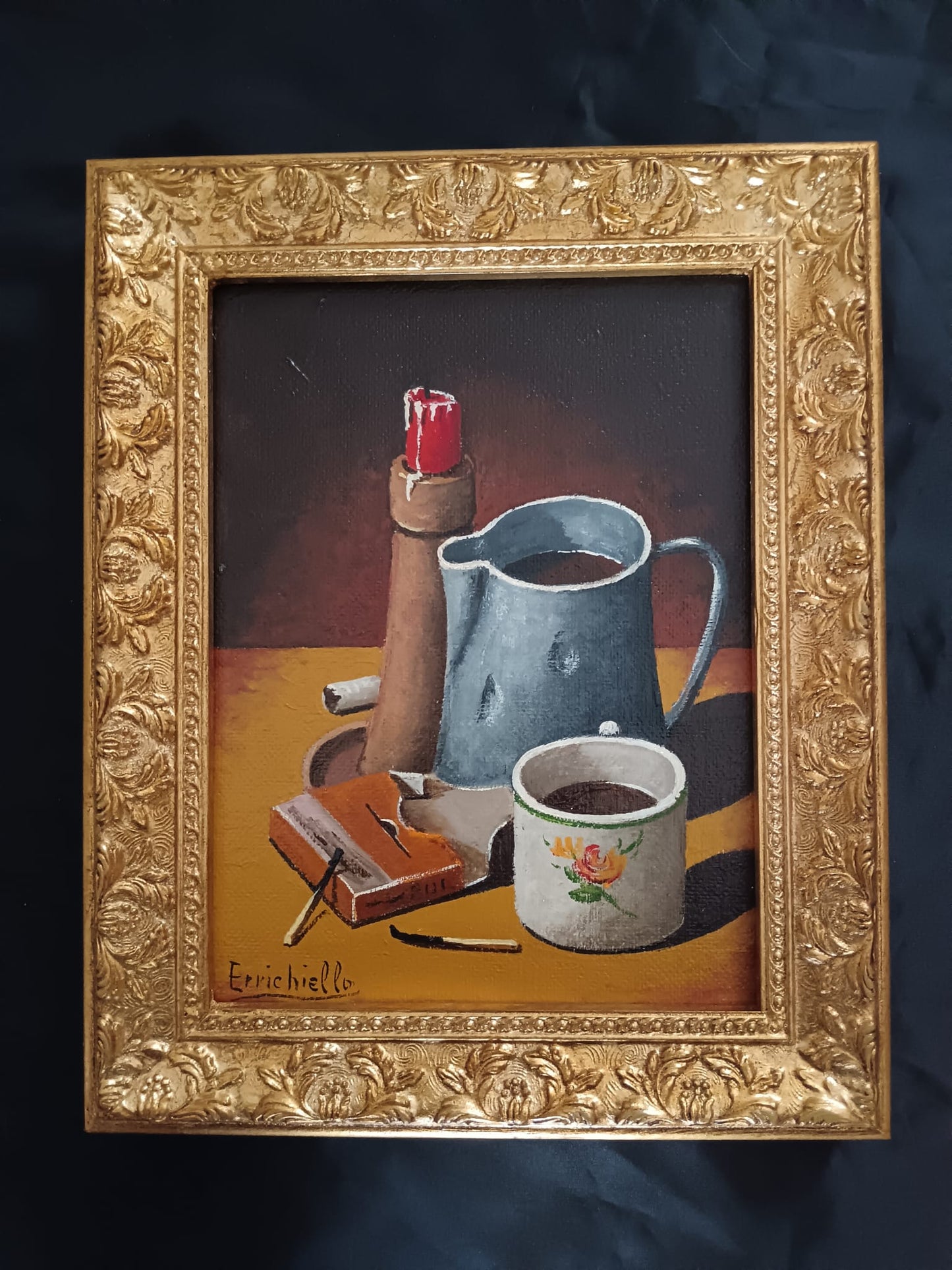 Vincenzo Errichiello (Napoli 1943)- Natura Morta dipinto olio su legno