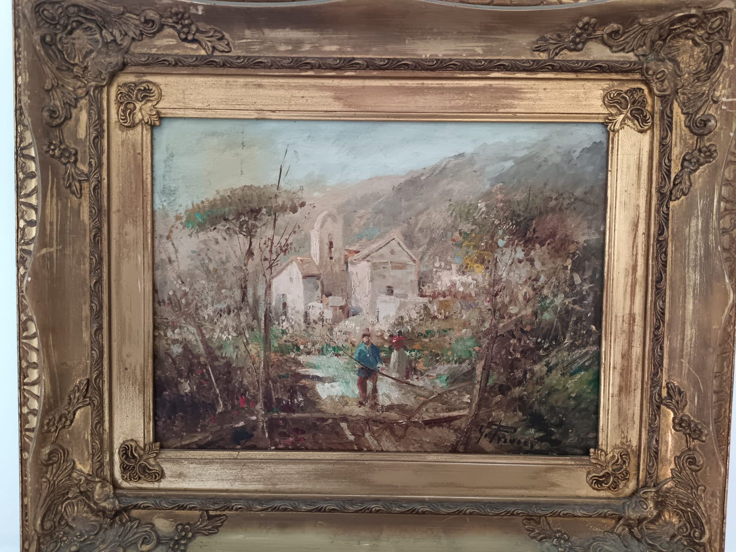 Giovanni Picucci ( XX Secolo) Paesaggio dipinto olio su legno