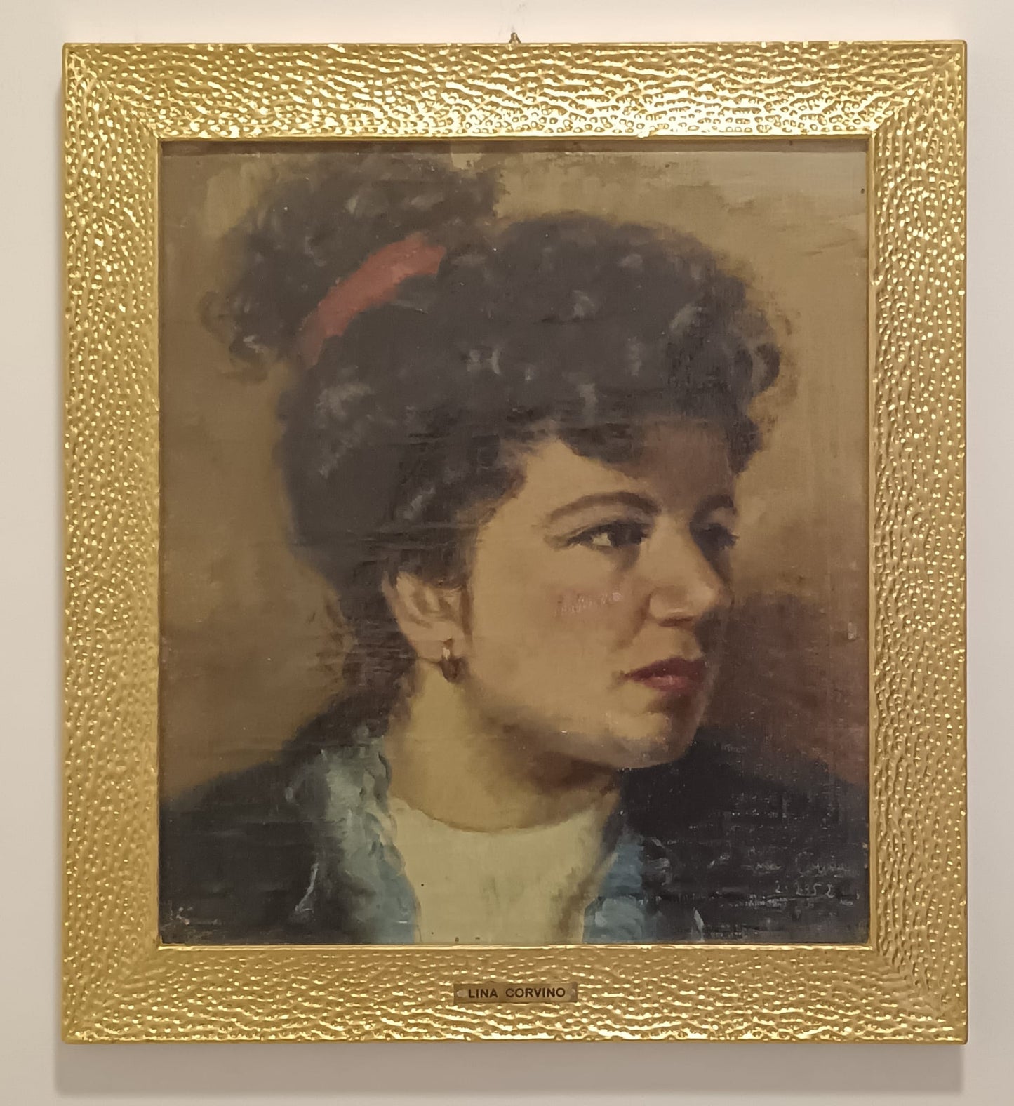 Lina Corvino (Scuola napoletana XX Secolo)- volto di donna, dipinto olio su tela