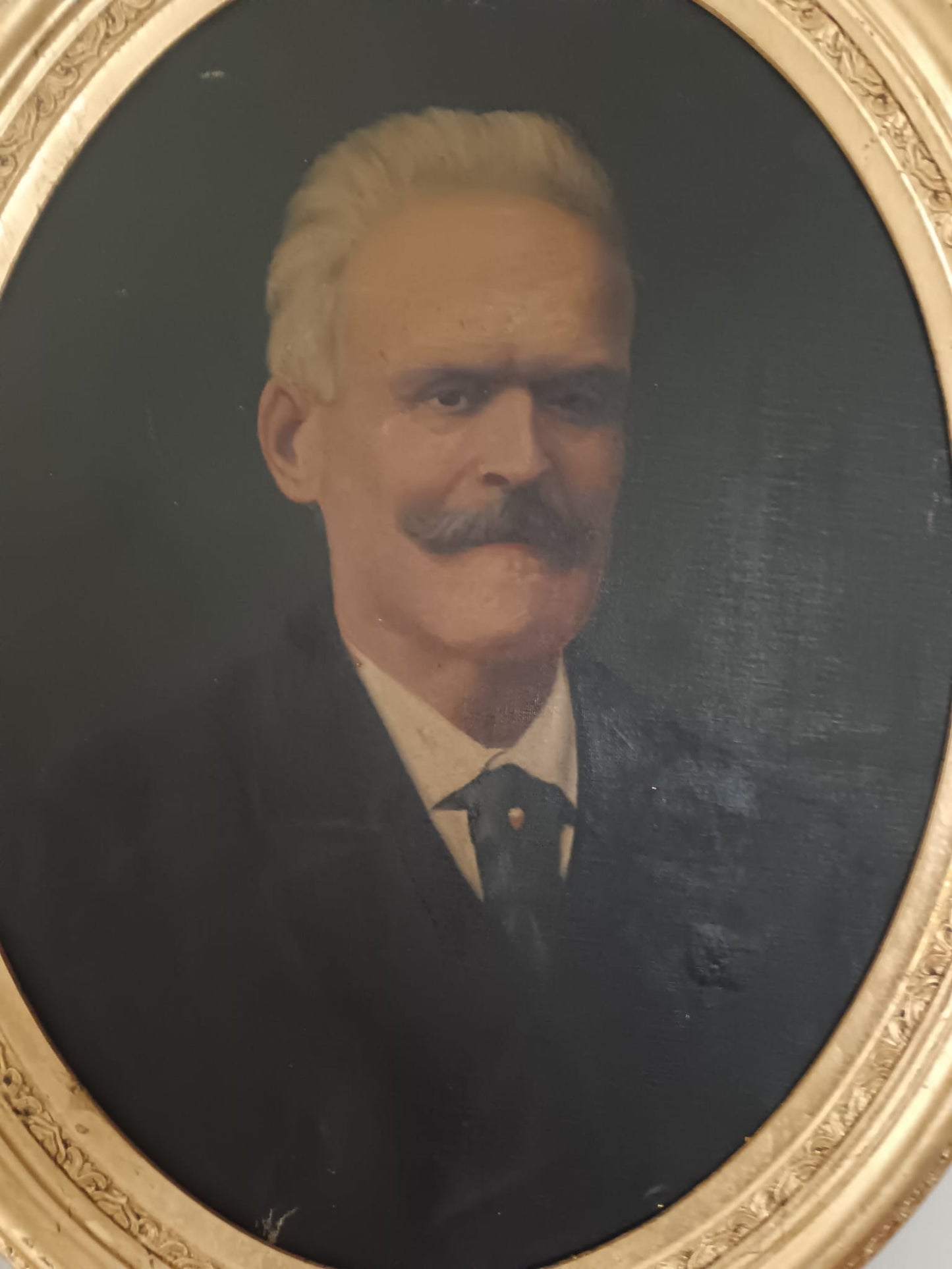 Antico ritratto (scuola italiana XIX/XX Secolo)- dipinto olio su tela applicata su cartoncino